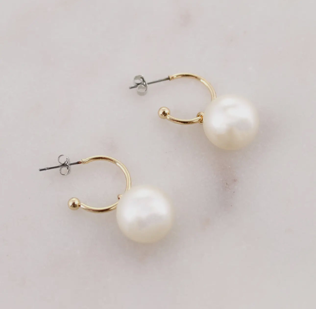 Georgia southern logo pearl hoop earrings licensed