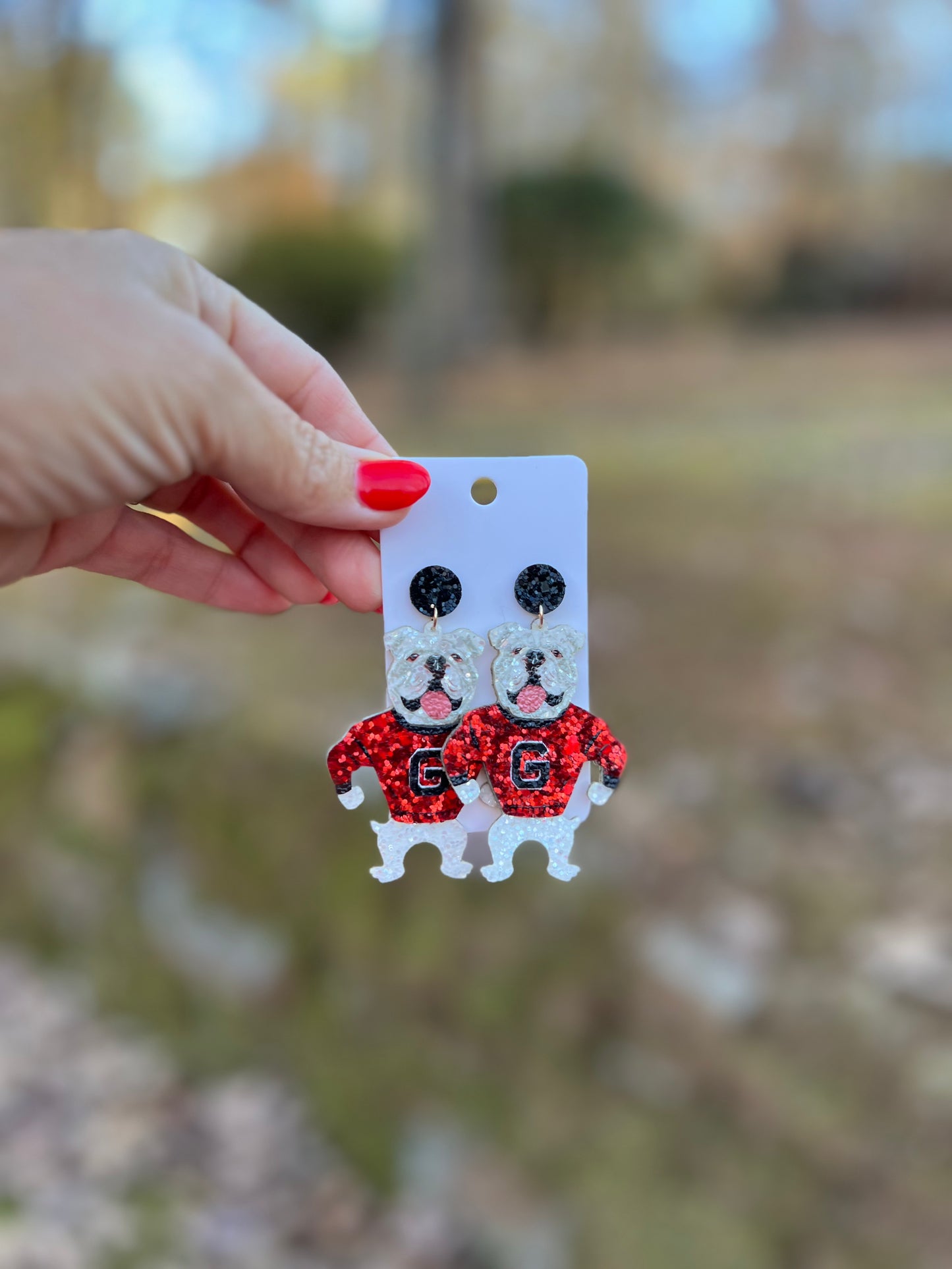 Dog earrings standing sparkly