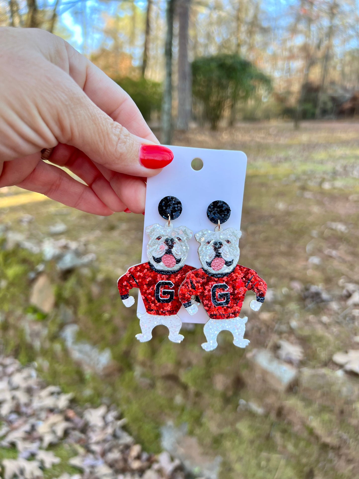 Dog earrings standing sparkly
