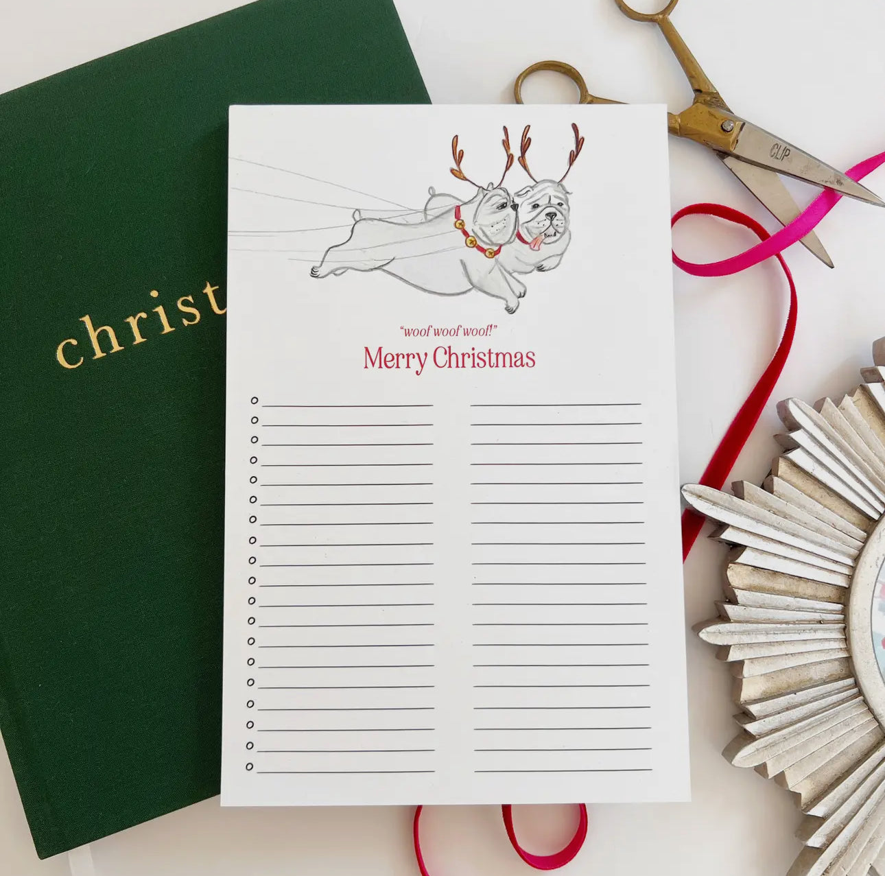 Note pad reindeer dog
