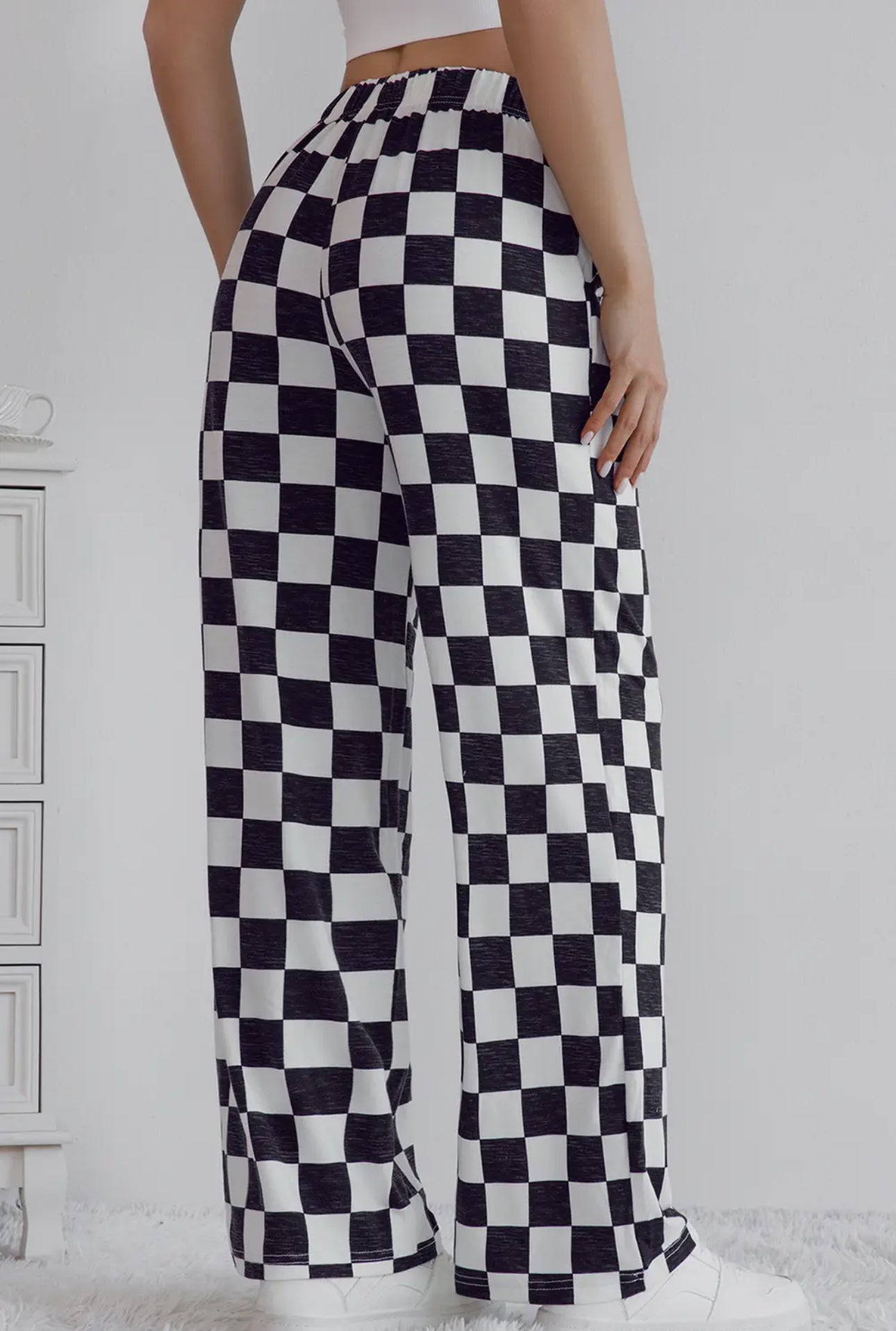Checkered pants black and white