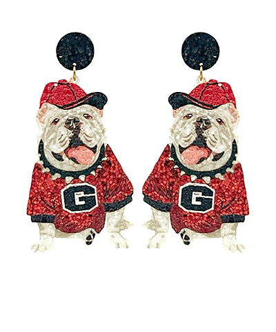 Dog with hat earrings