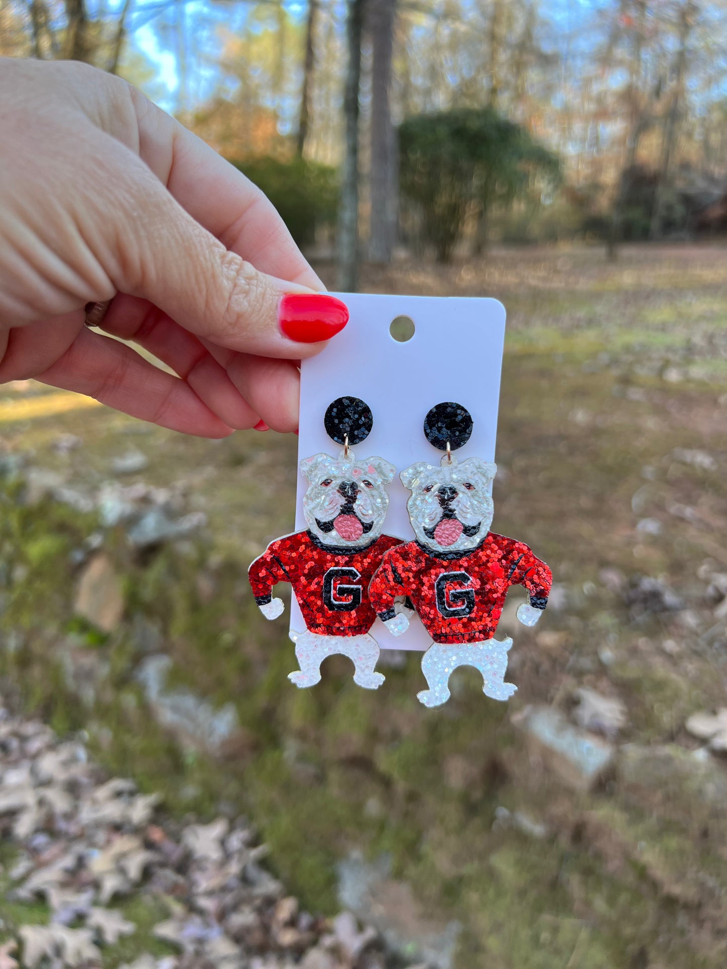 Dog earrings standing sparkly
