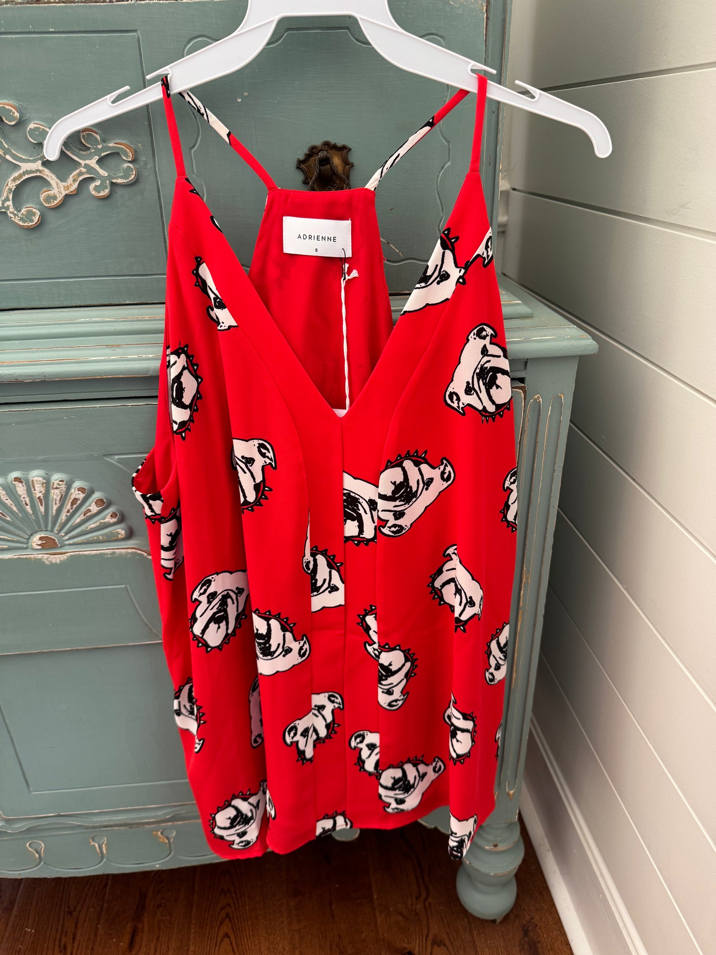 Tank red flowy oversized with bulldogs