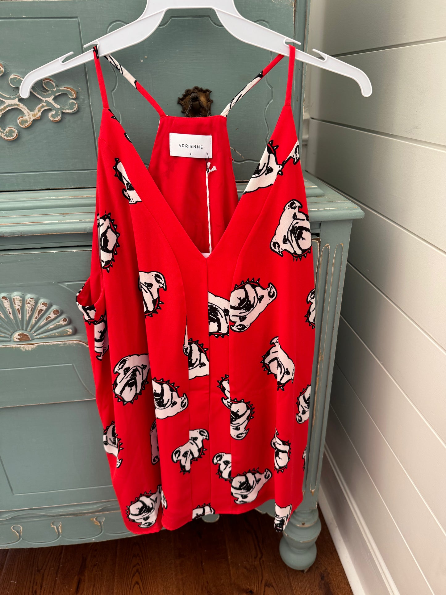 Tank red flowy oversized with bulldogs