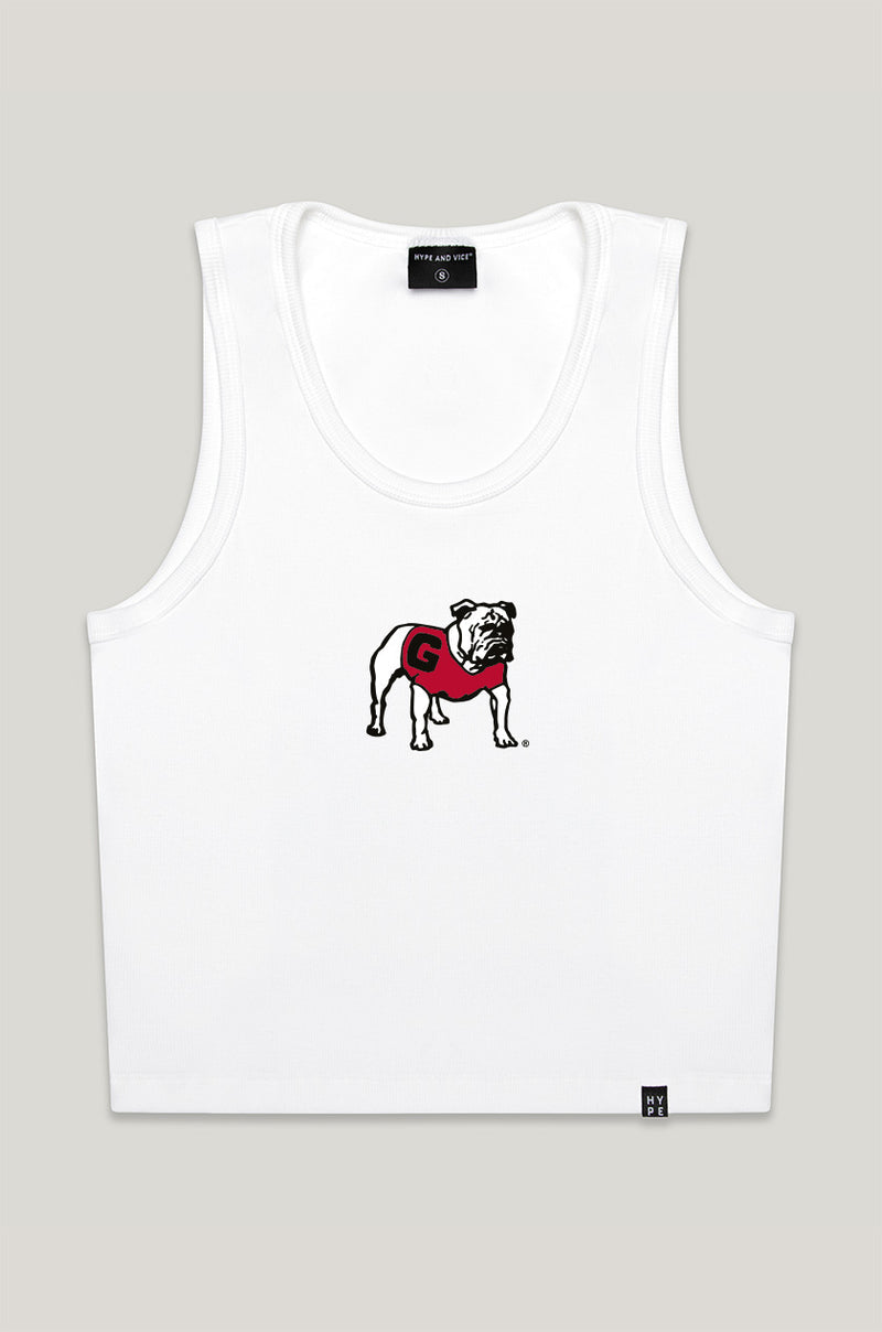 White tank embroidered bulldog Hype and Vice brand marked down