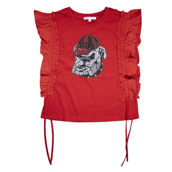 Ruffle Red top licensed sequin