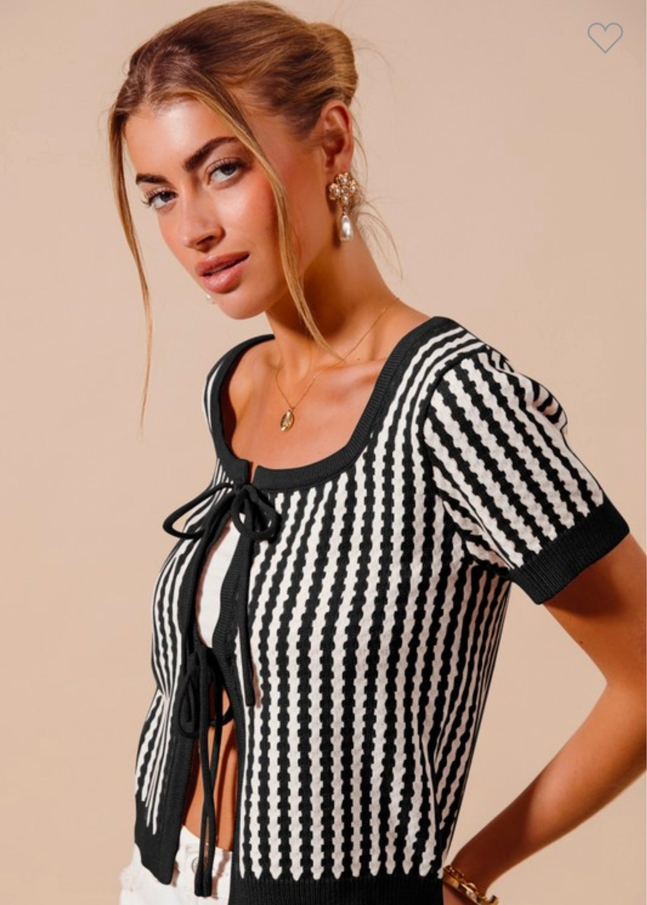 front tie black and white cardigan marked down