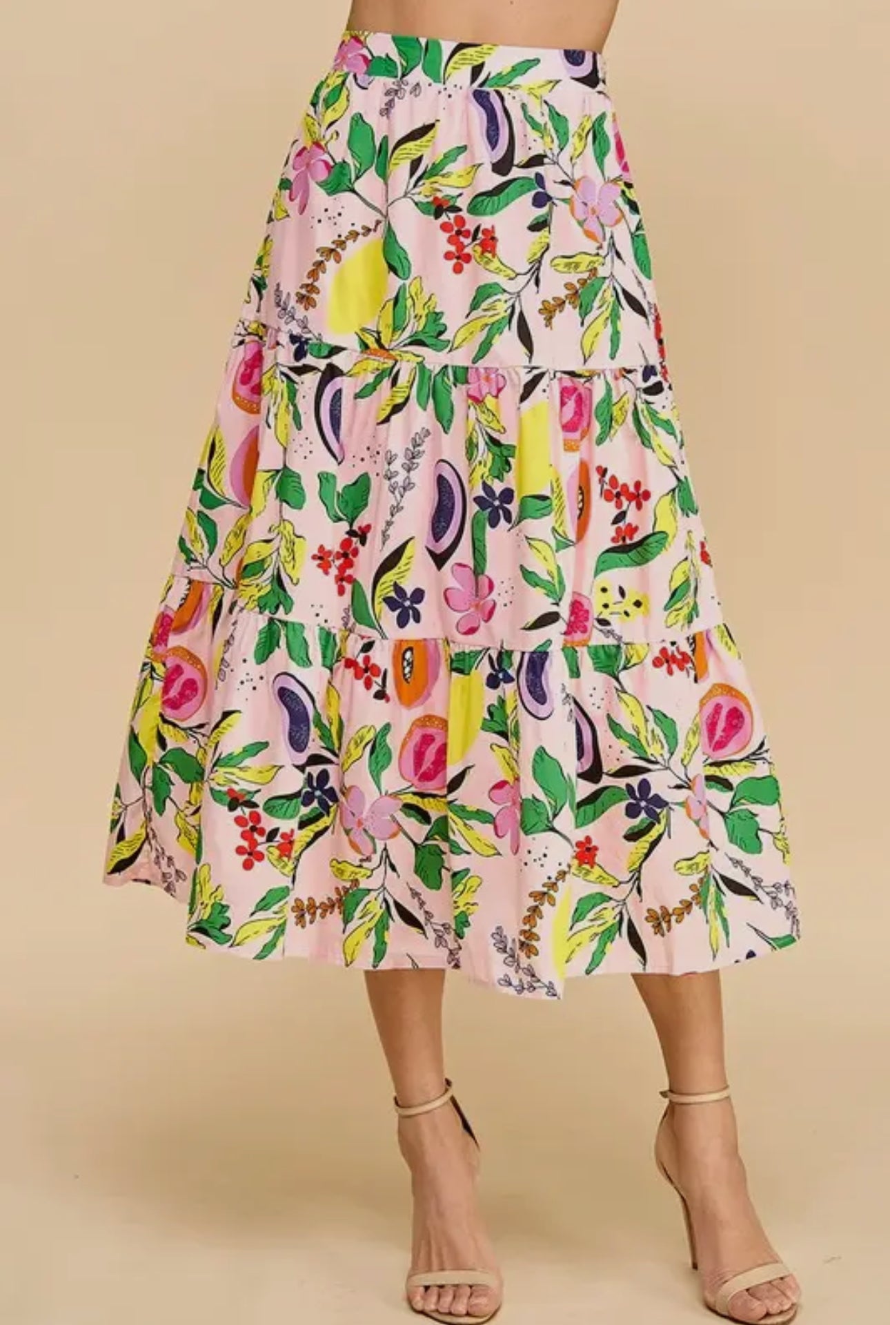 long skirt with pockets spring summer fruit marked down
