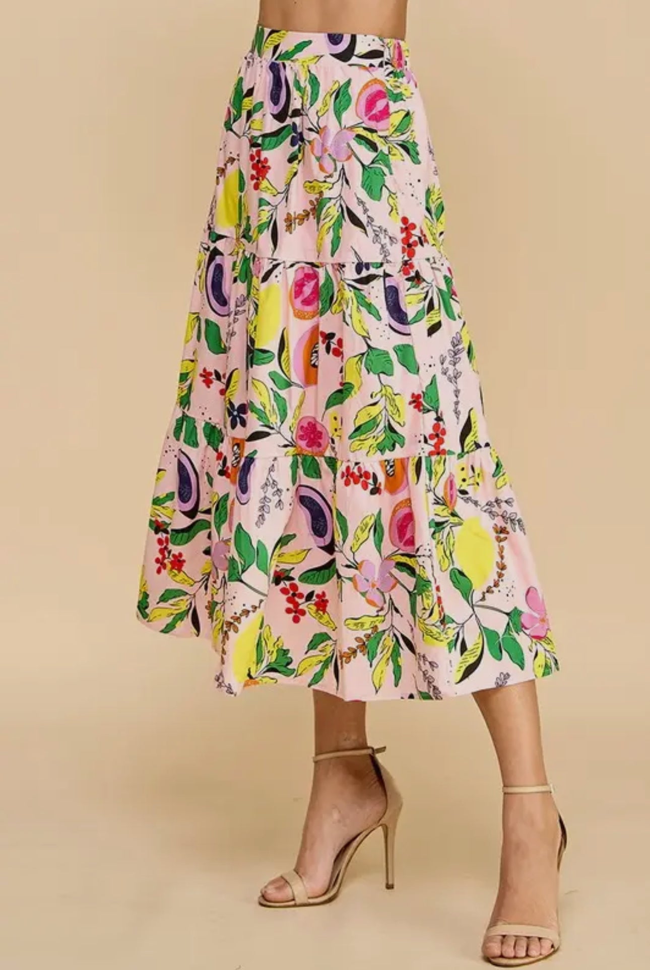 long skirt with pockets spring summer fruit marked down