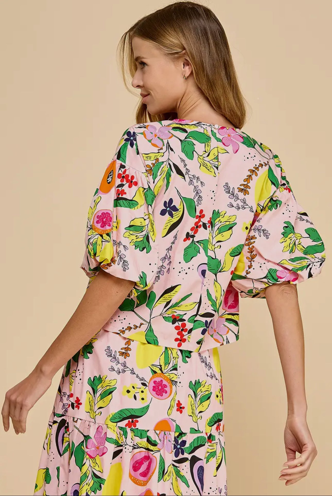 fruit top ballon sleeve spring summer marked down