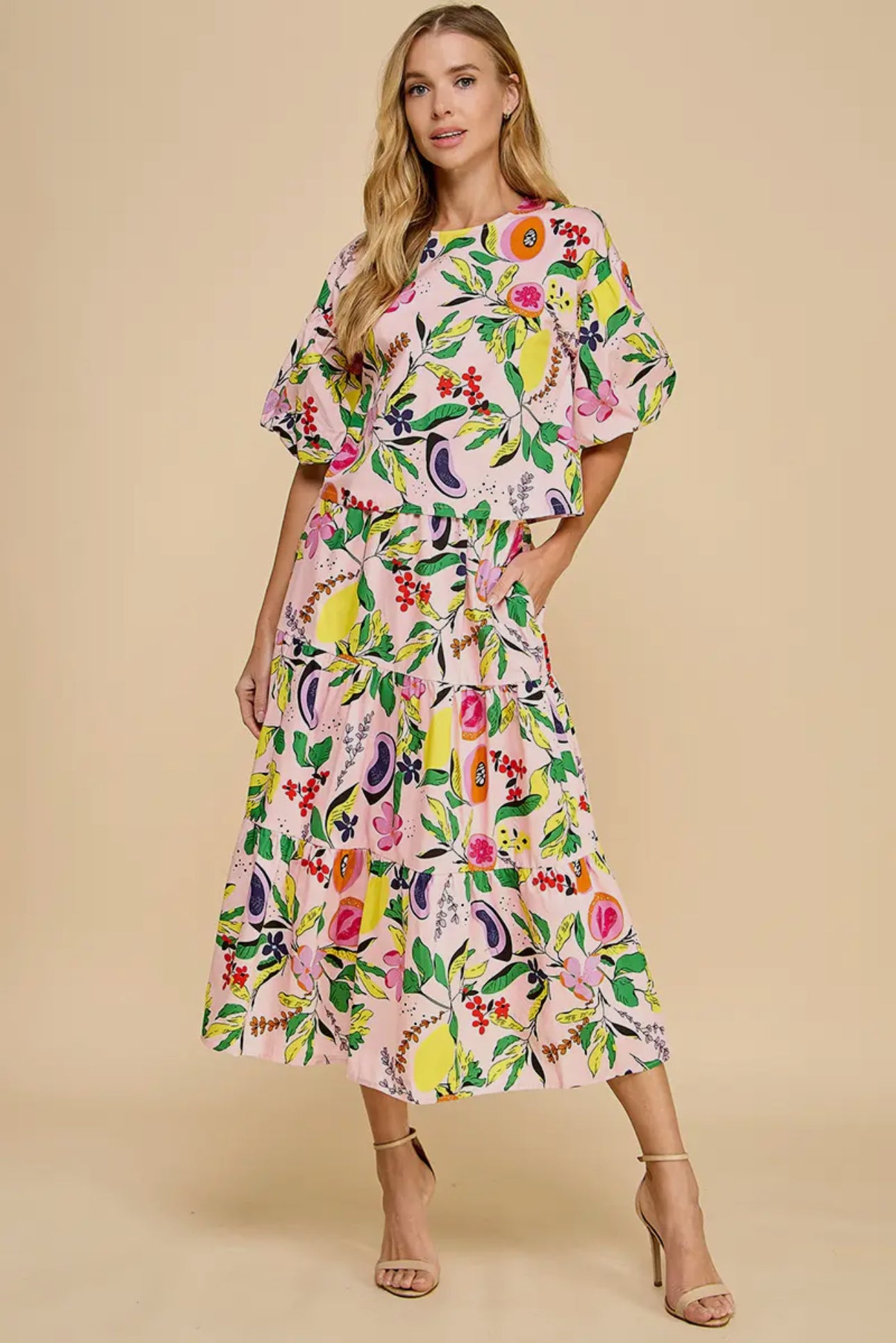 fruit top ballon sleeve spring summer marked down