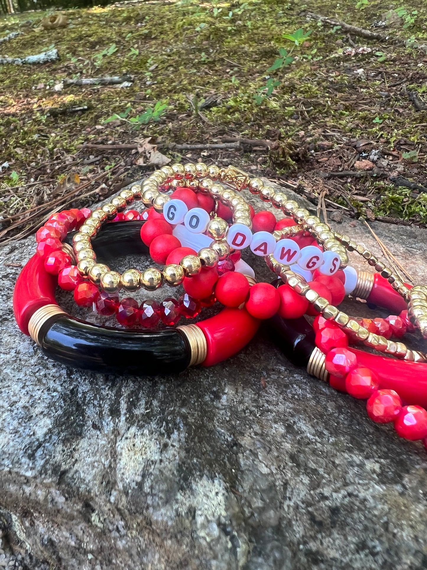 Black red and white tube bracelet