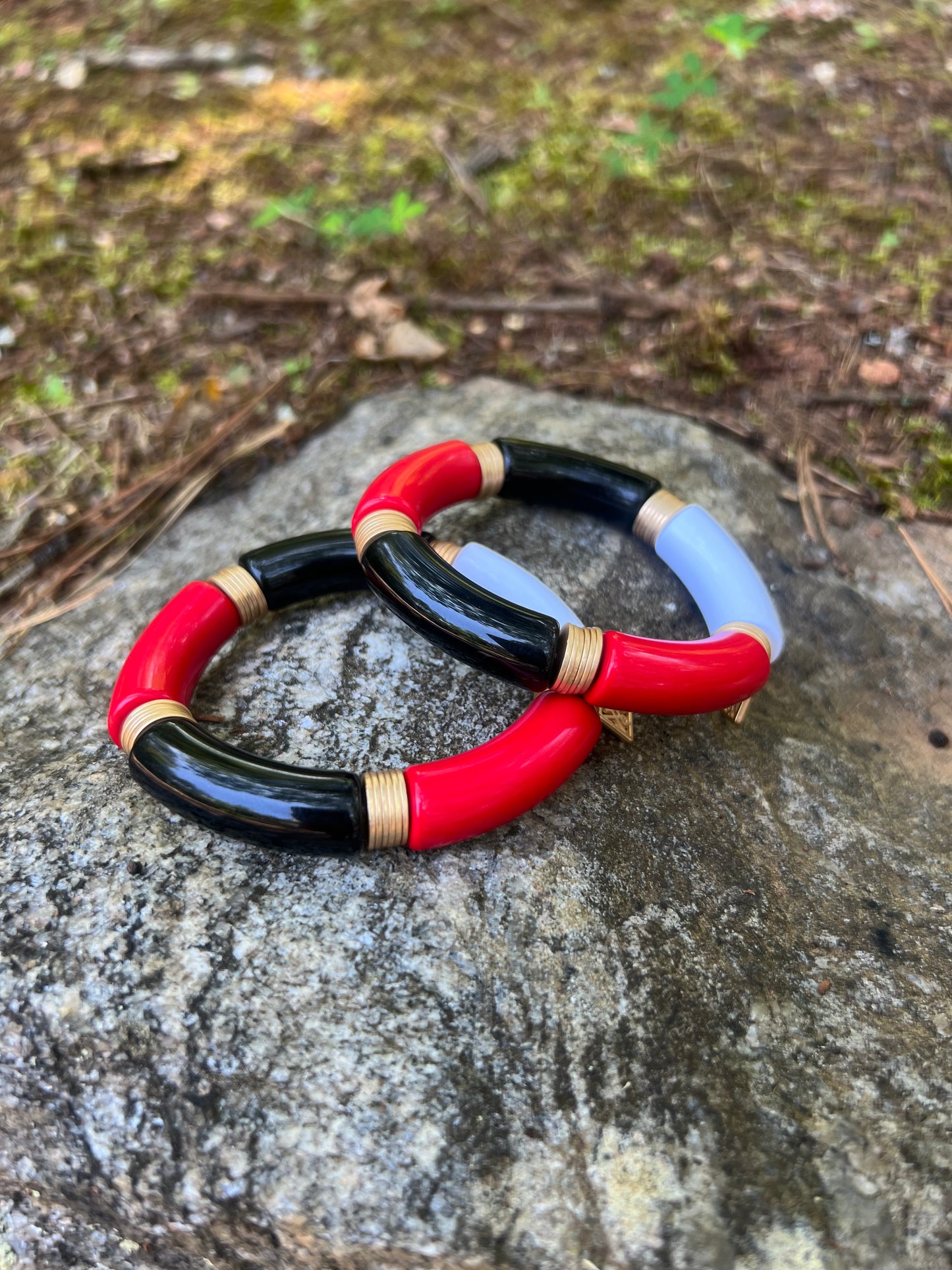Black red and white tube bracelet