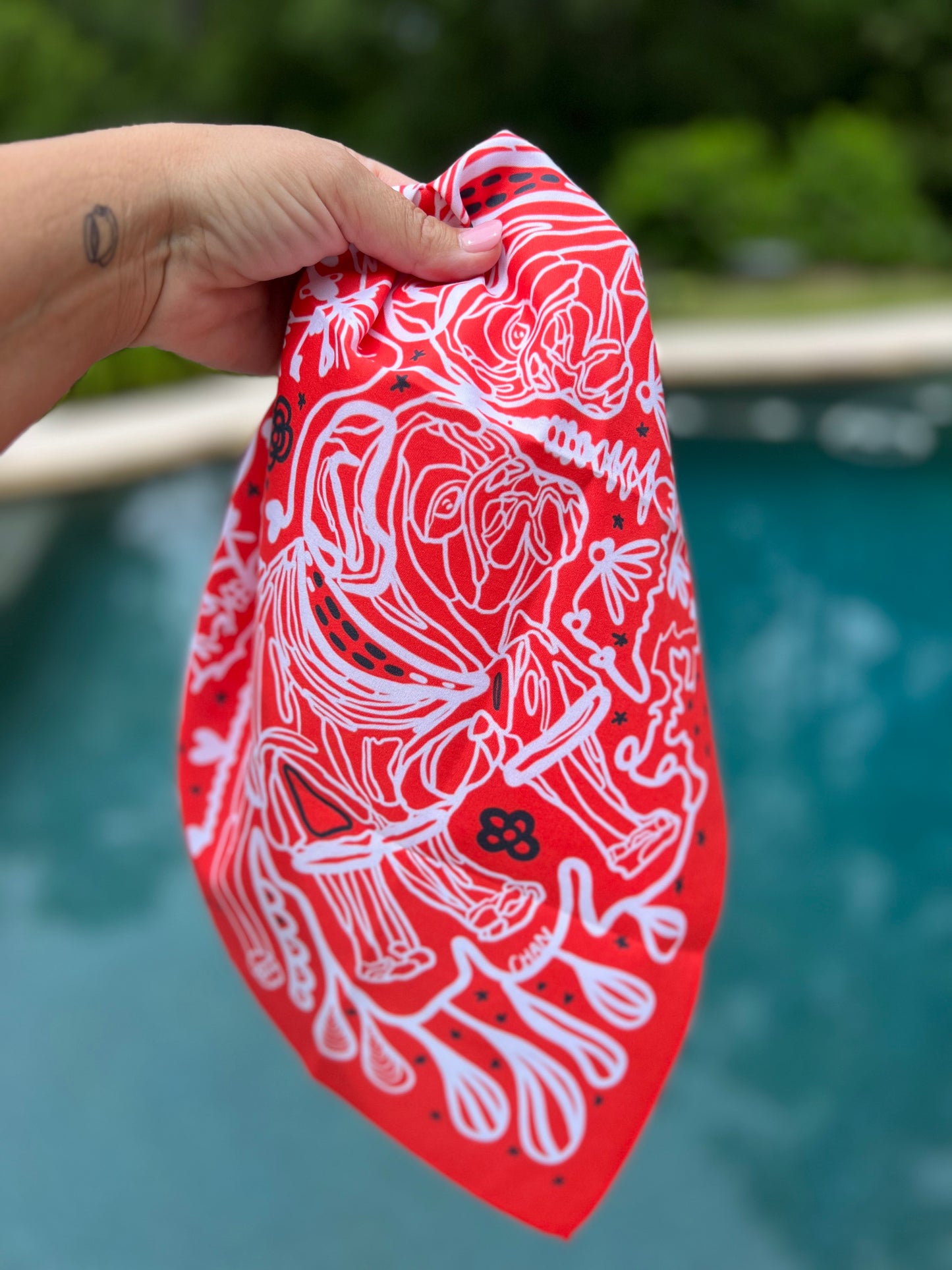 Red and black bandana by Chan art
