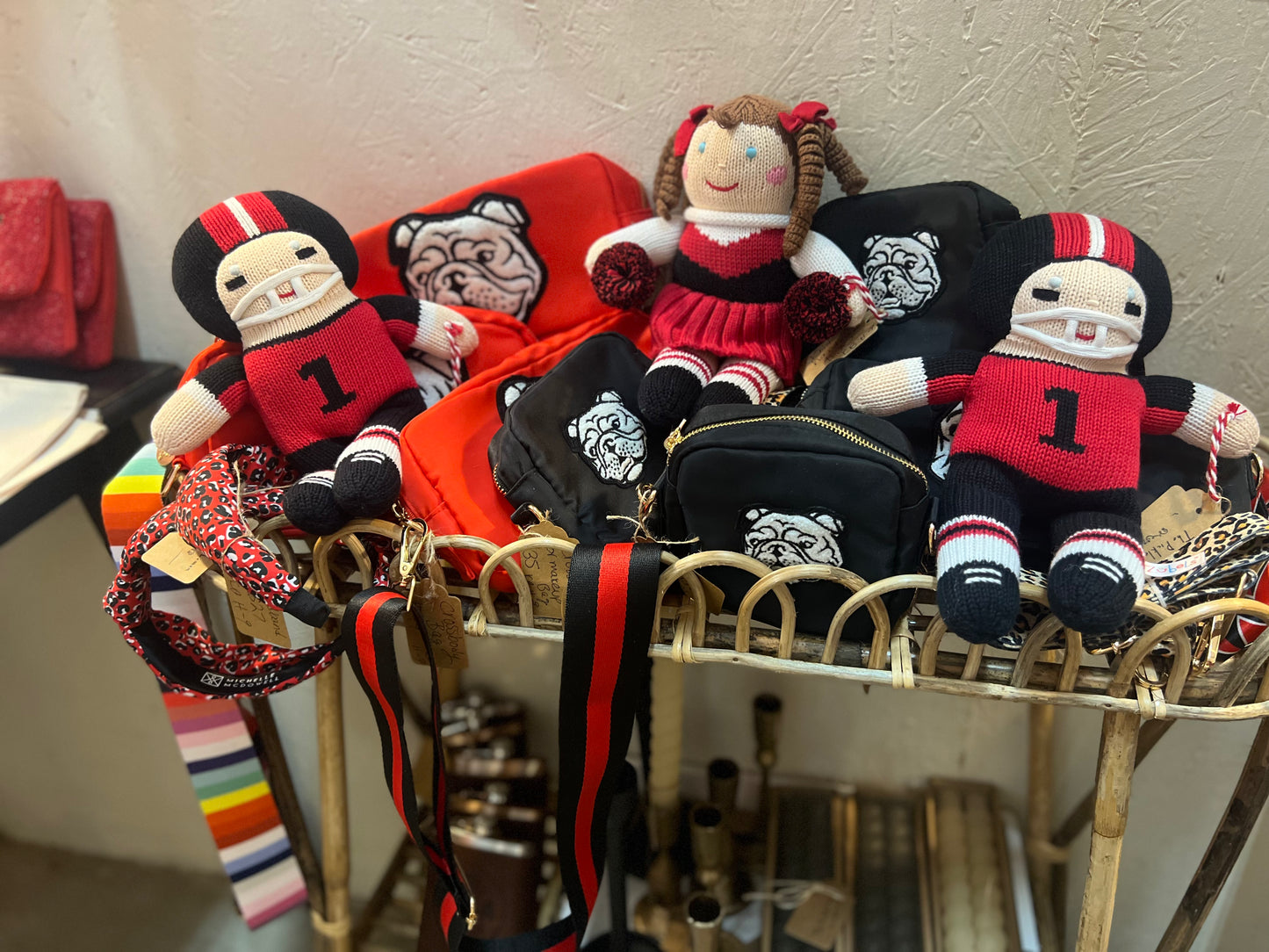 Handmade knit cheerleader doll