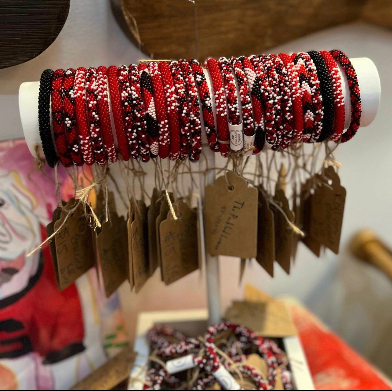 Roll on aide trade beaded bracelet