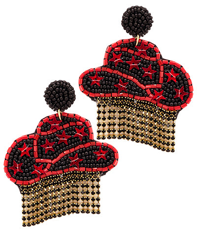 Cowgirl black and red earrings