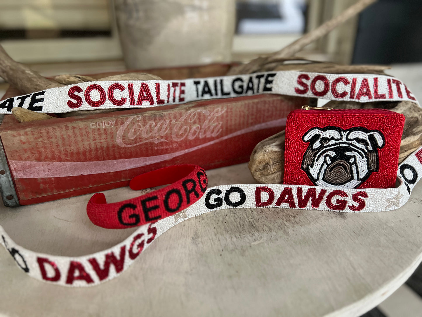 Tailgate socialite beaded stadium purse strap