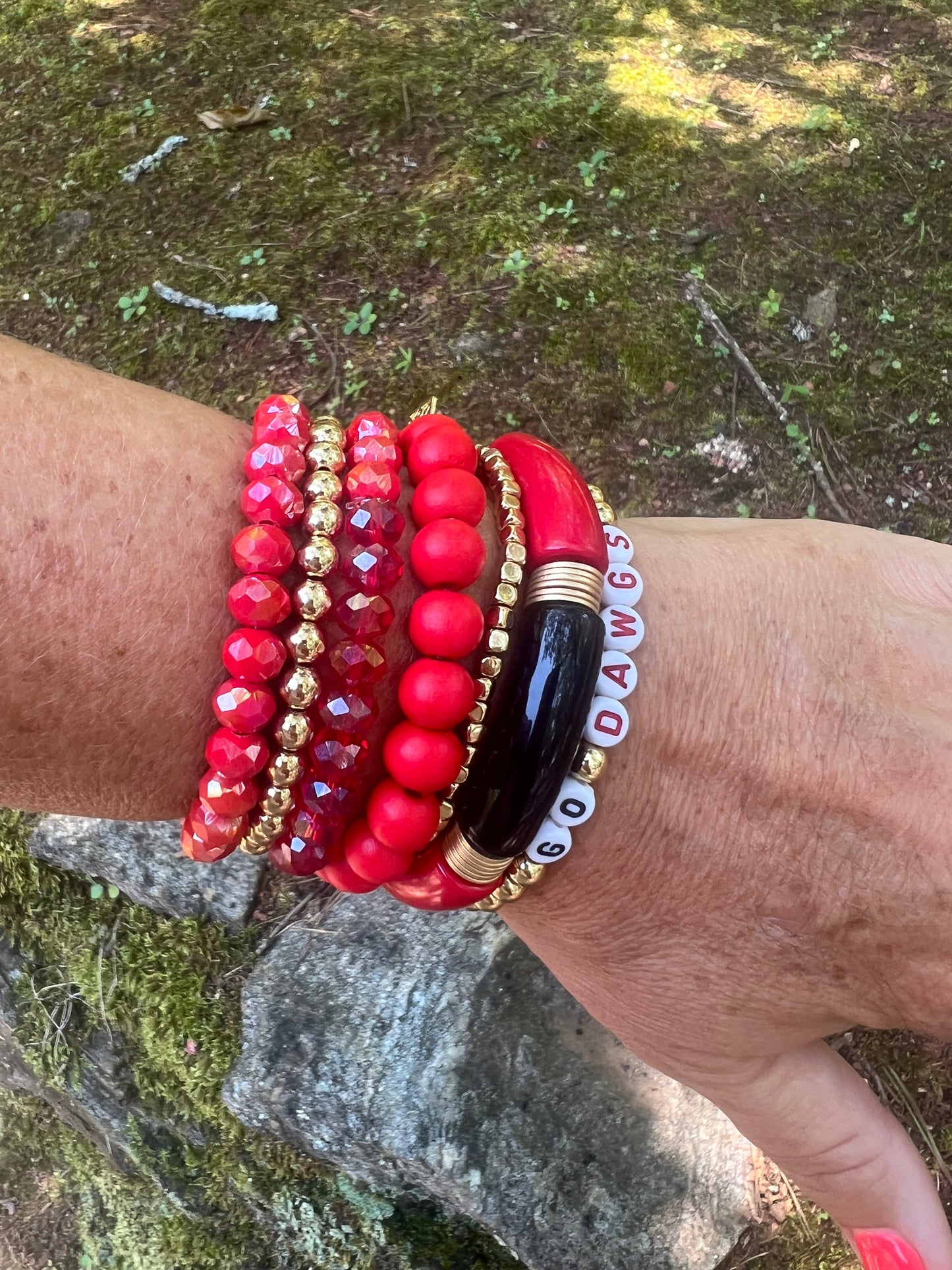 Black red and white tube bracelet