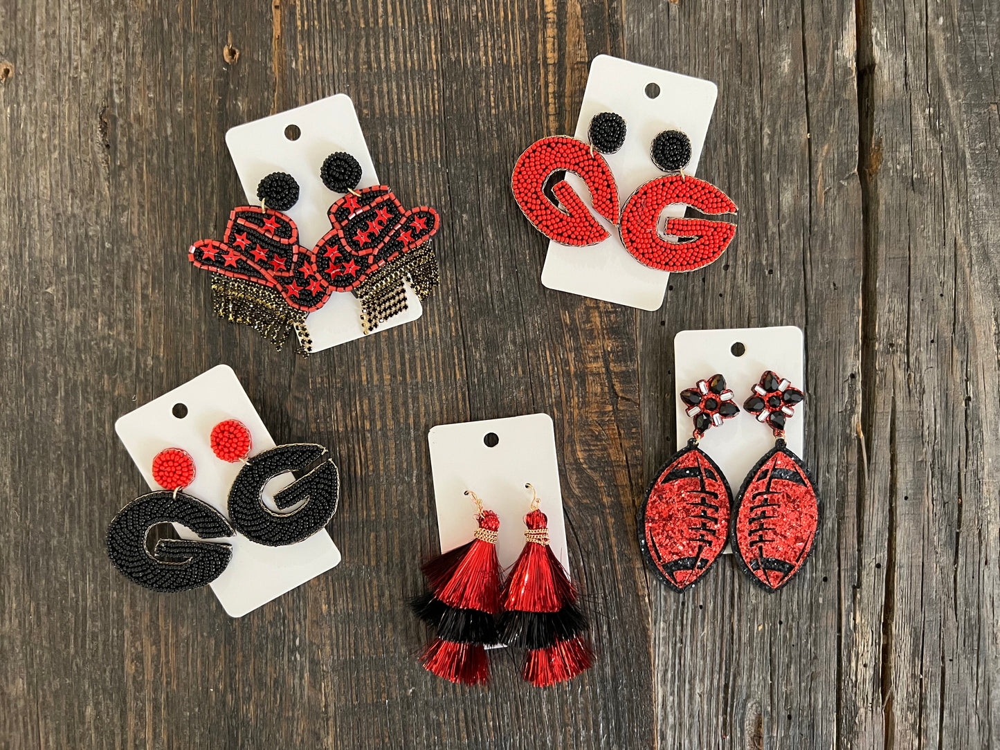 Cowgirl black and red earrings