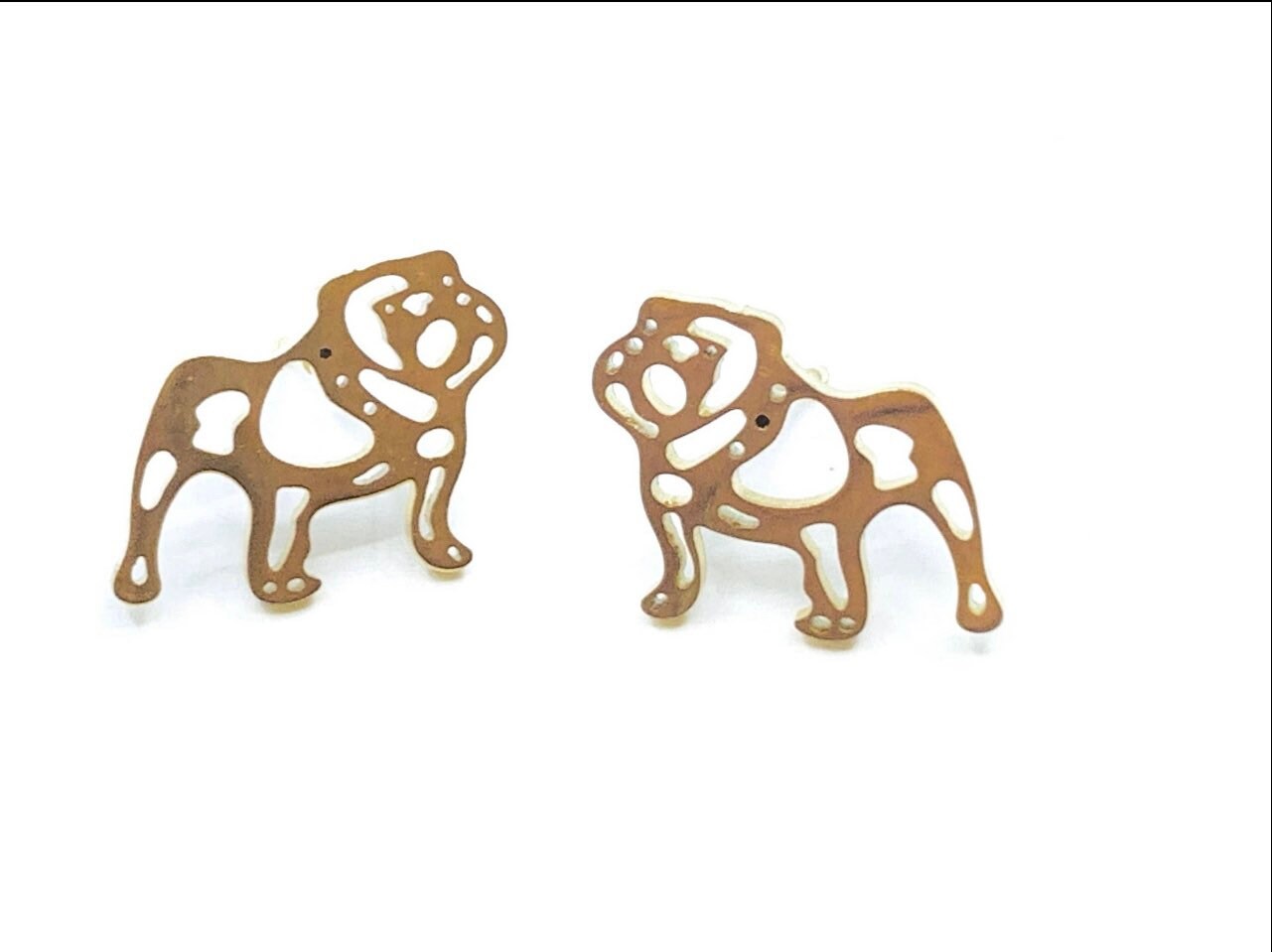 Gold stainless steel dog stud earrings game day football georgia