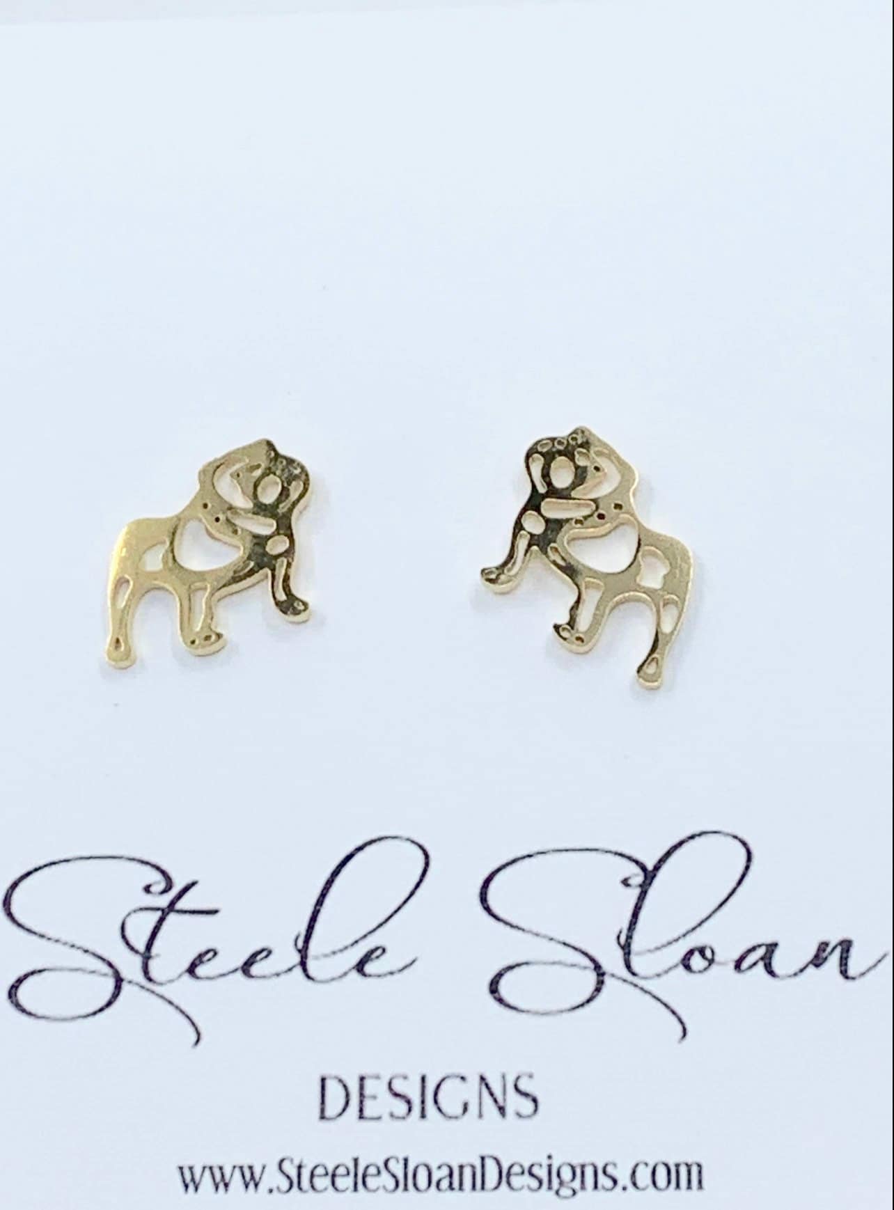 Gold stainless steel dog stud earrings game day football georgia