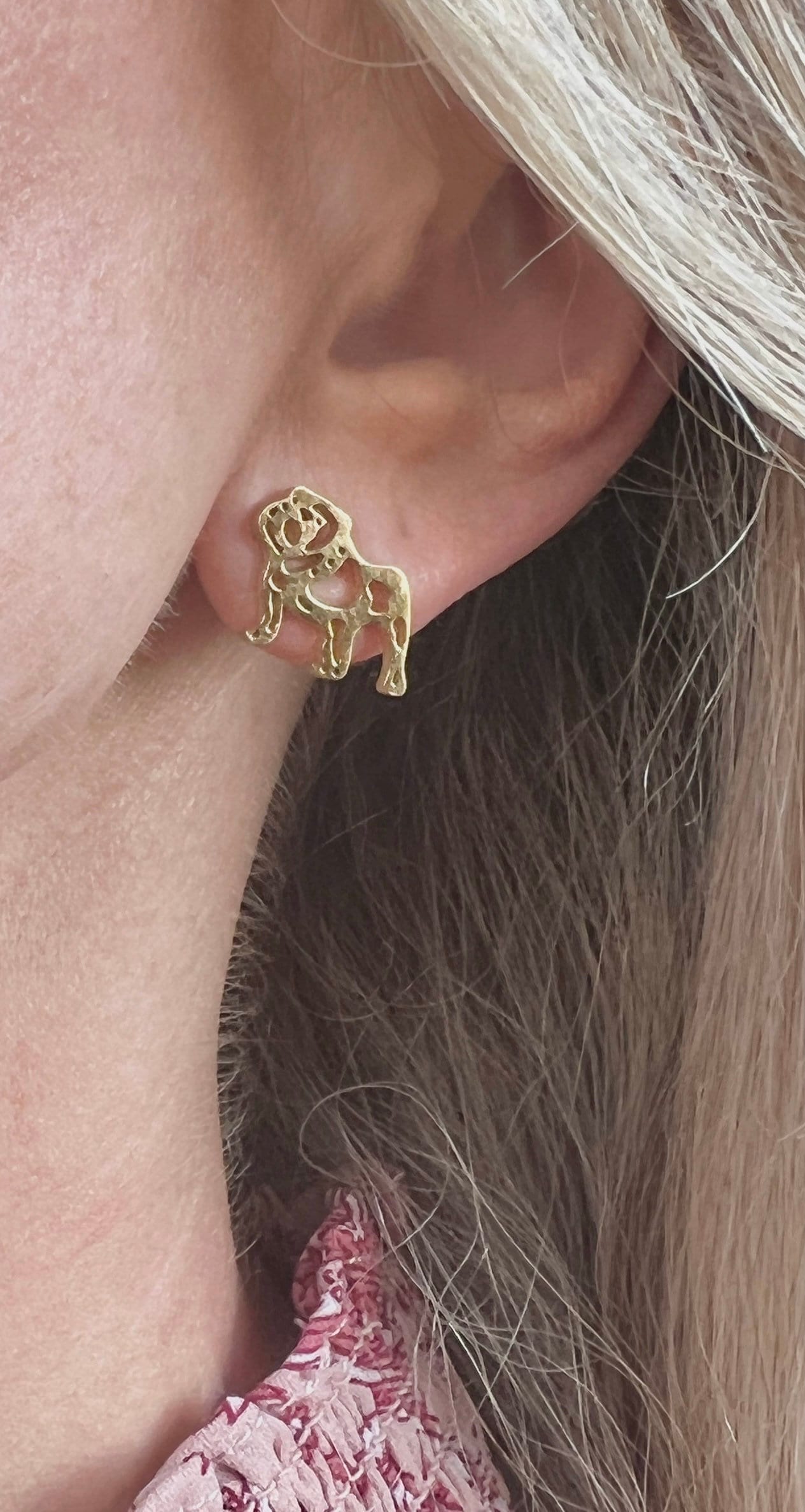 Gold stainless steel dog stud earrings game day football georgia