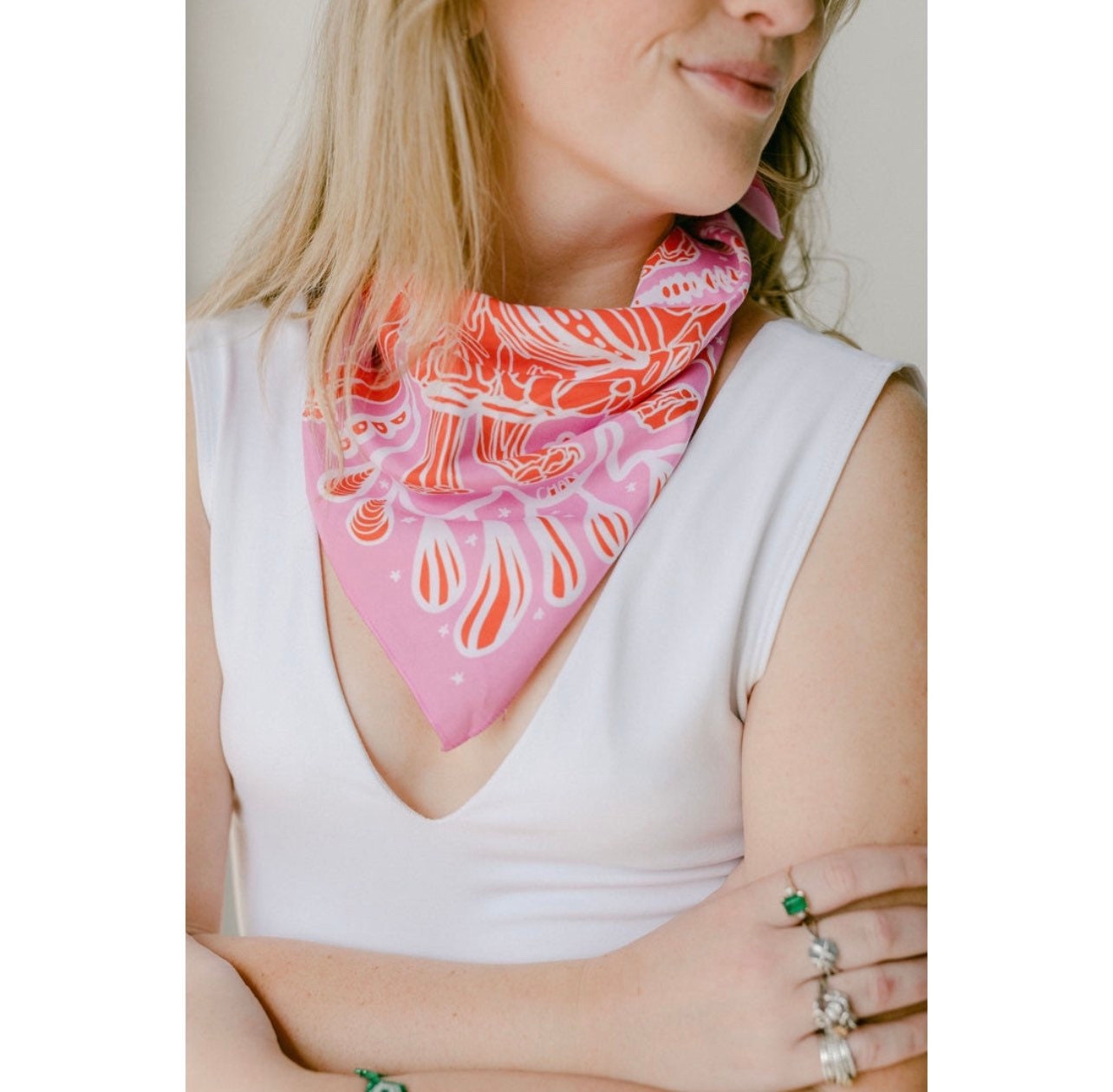 bandanna and artist design pink and red