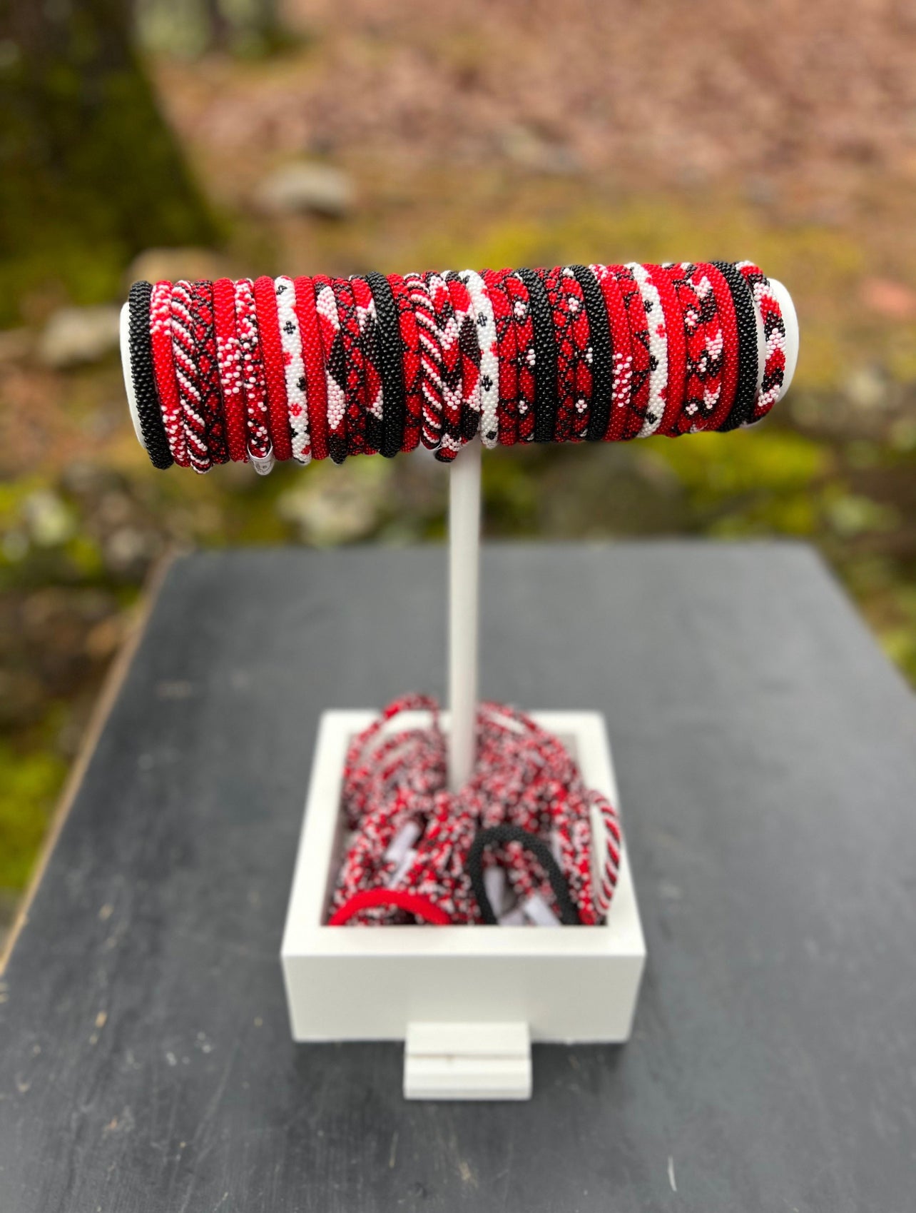 Roll on aid trade beaded bracelet black
