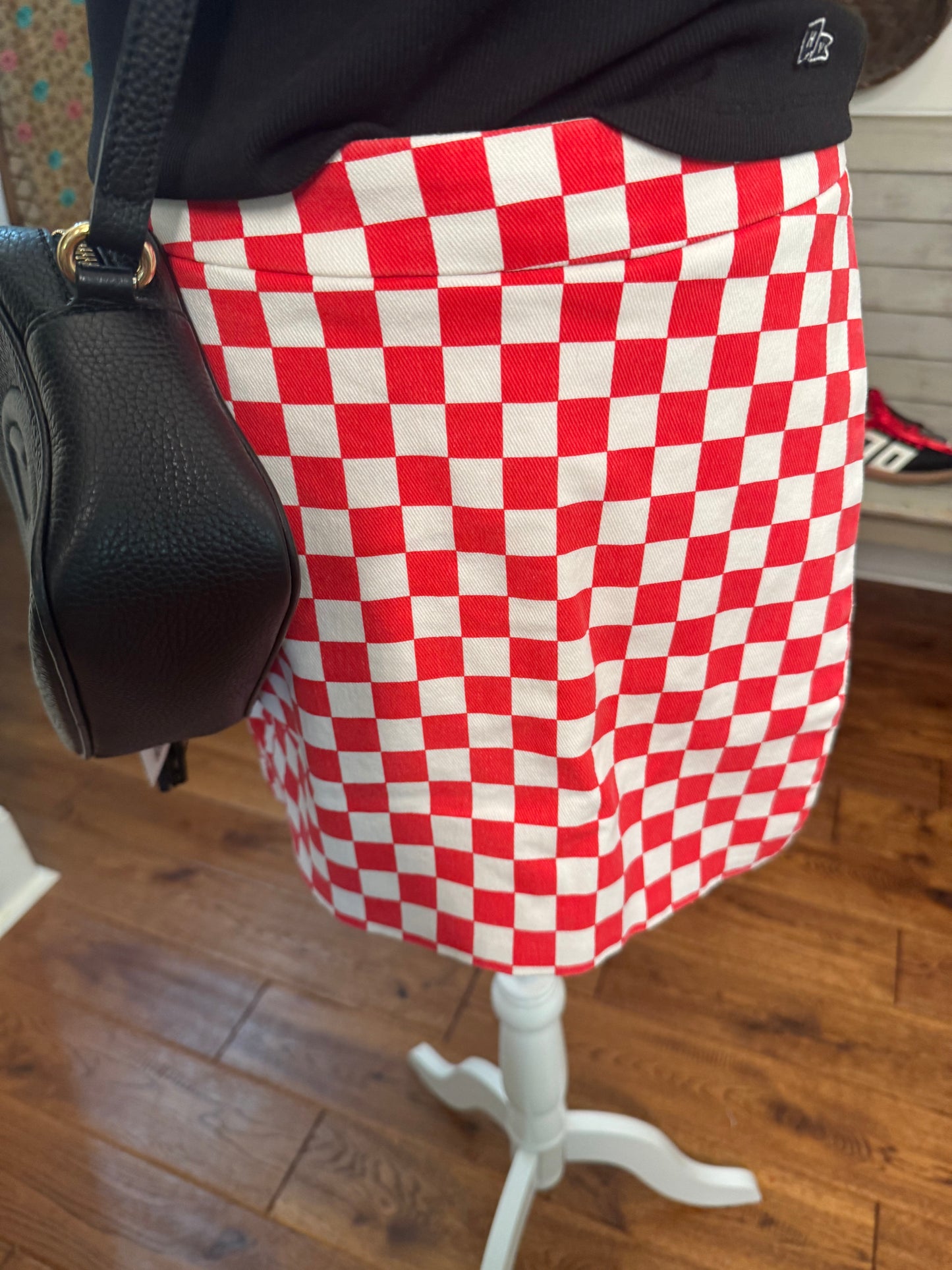 Game day checkered skort red and white