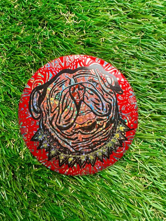 Chan art sparkly bulldog game day pin large