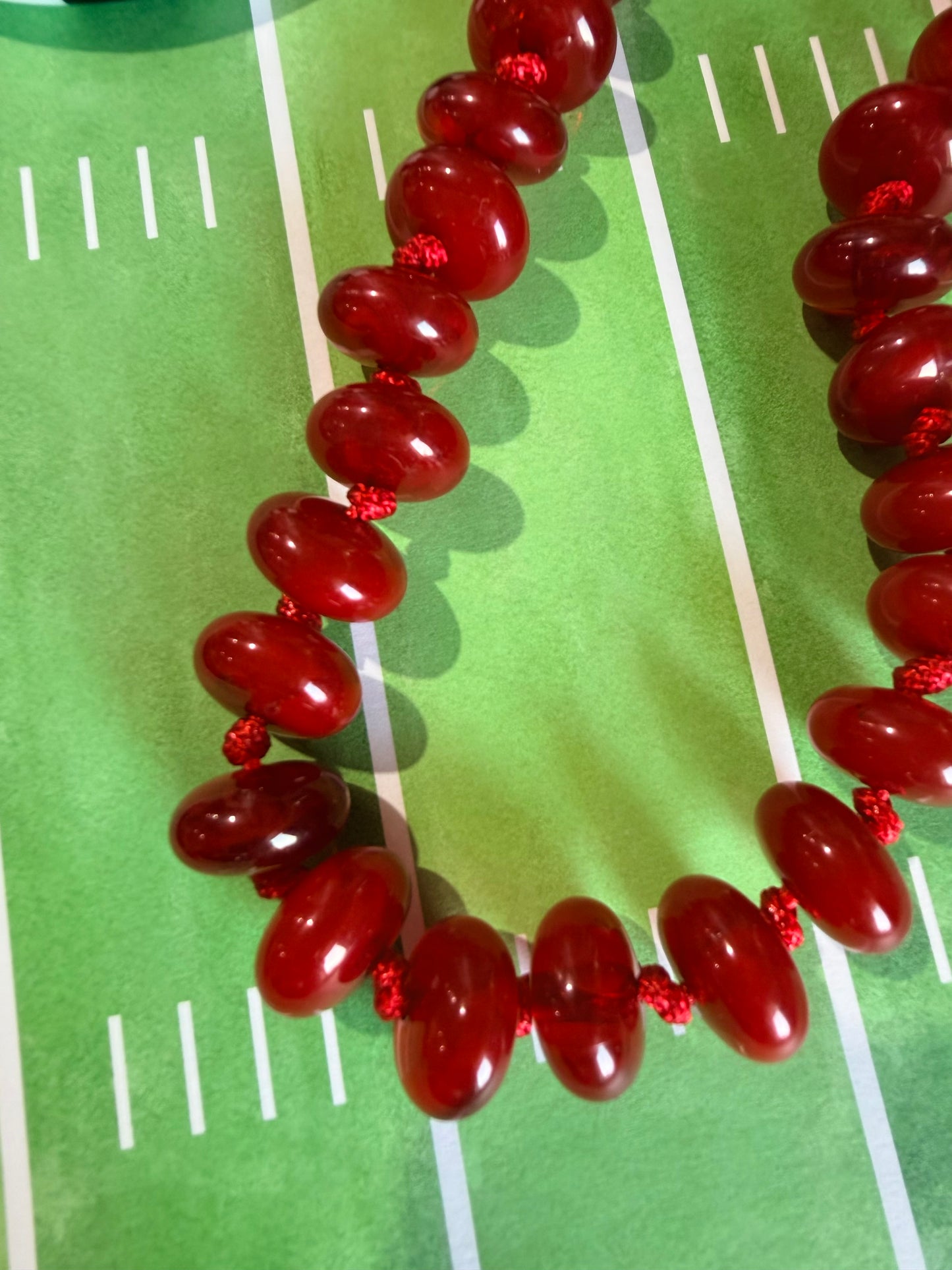 Red beaded necklace acrylic