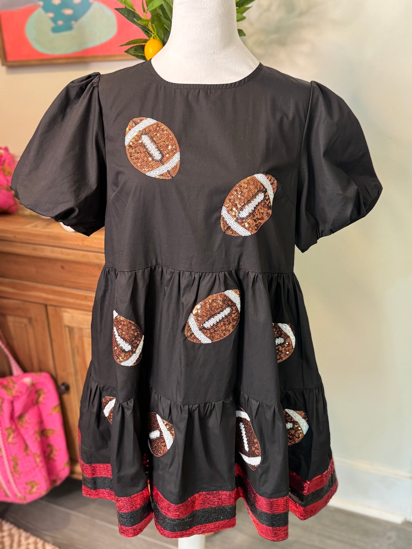 Black dress sequin football