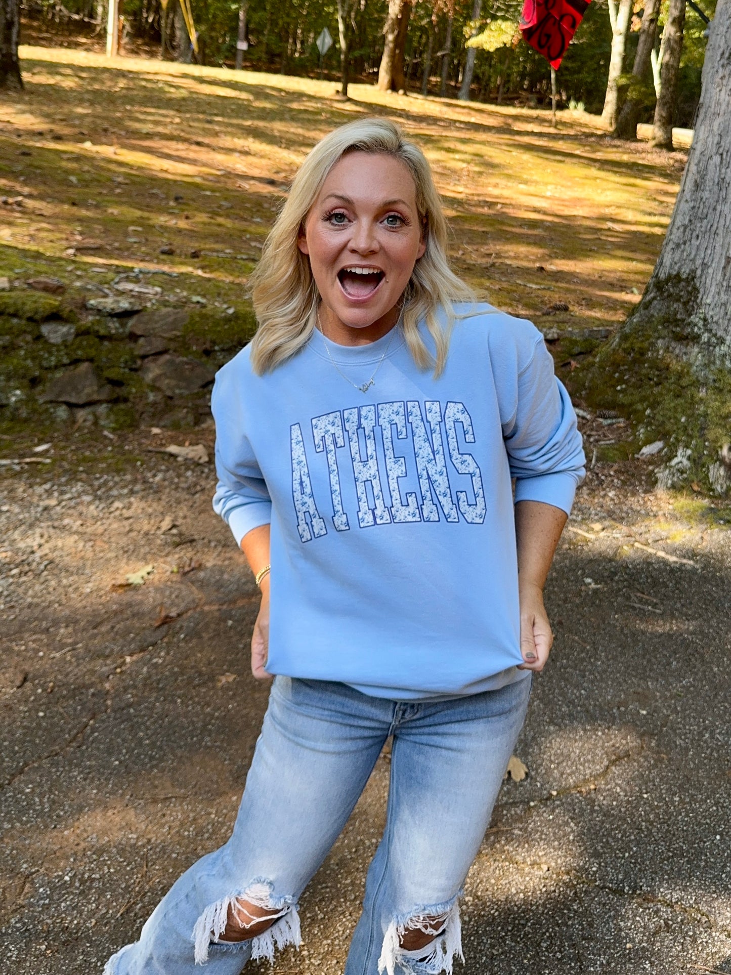 light blue and floral Athens Sweatshirt fall collection UGA fall collection