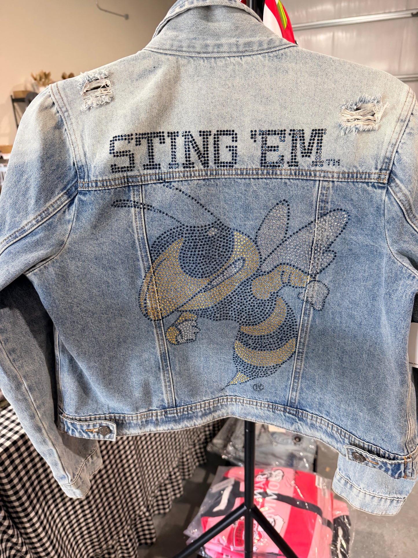 Georgia Tech rhinestone denim jacket licensed