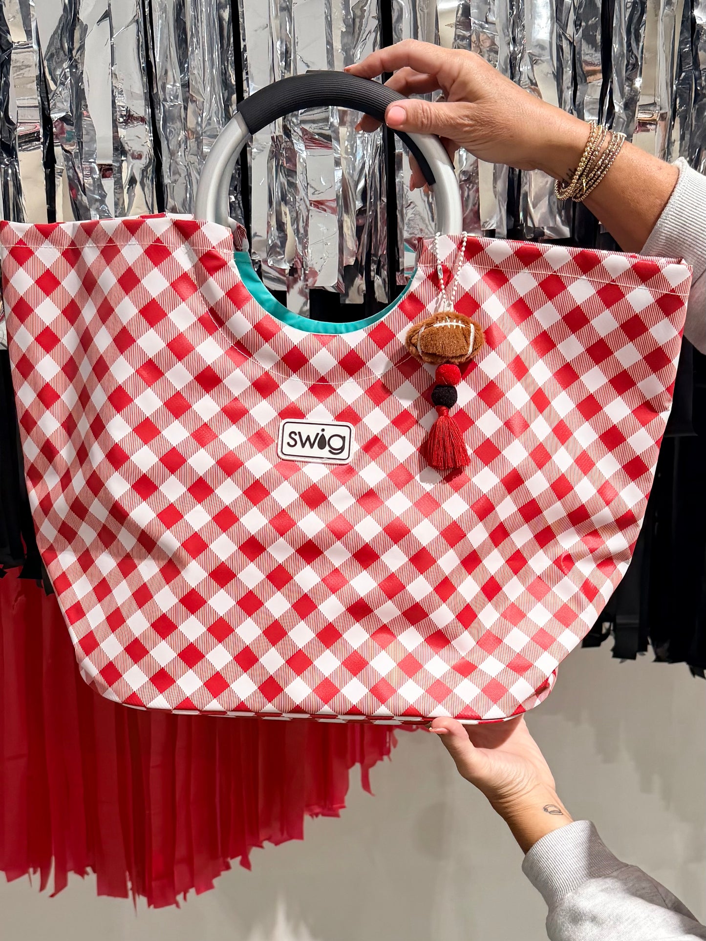 Game day gingham loopi tote