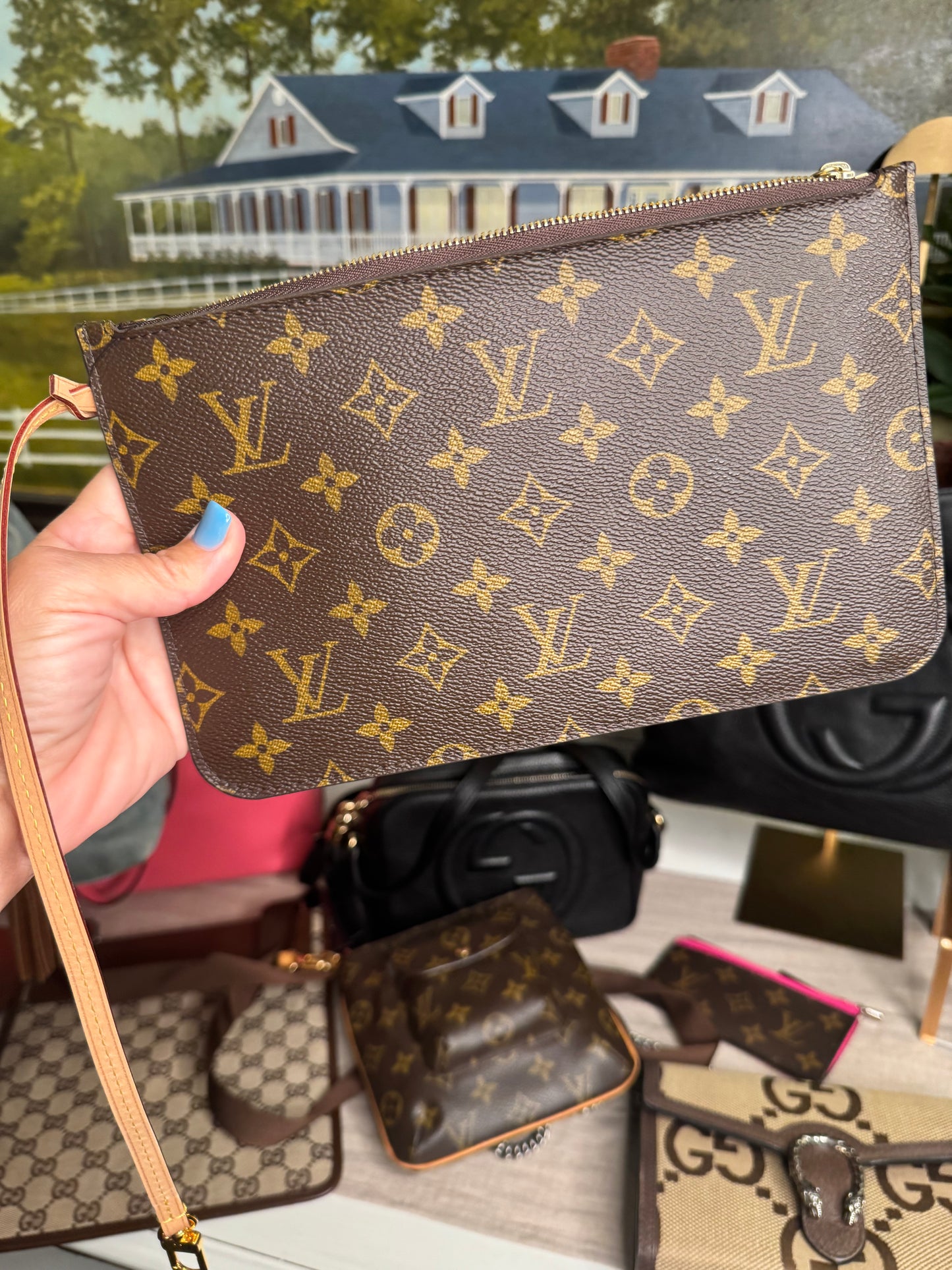 pre loved Louis Vuitton Neverfull Pouch MM, Monogram