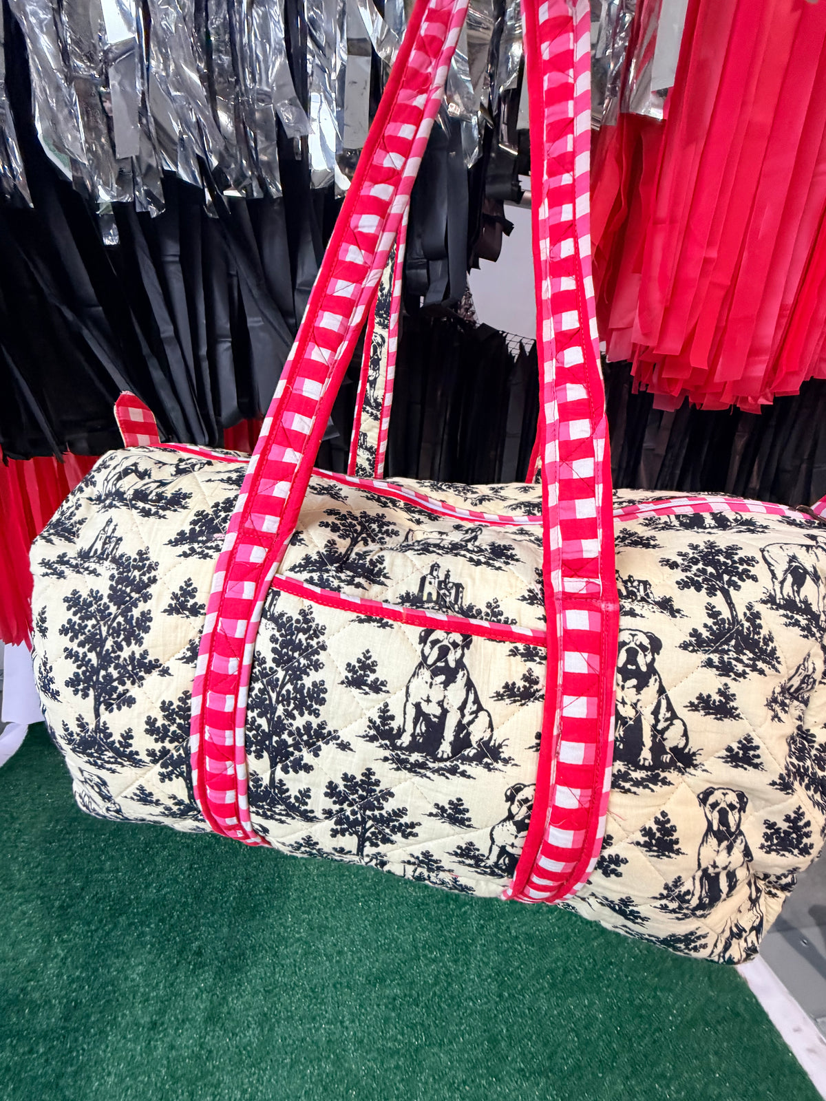 Exclusive bulldog toile duffle bag