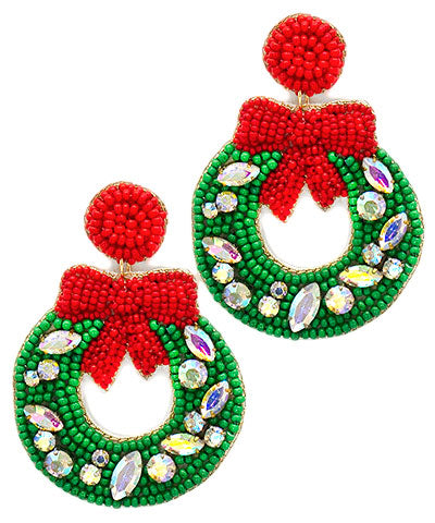 Christmas earrings wreath