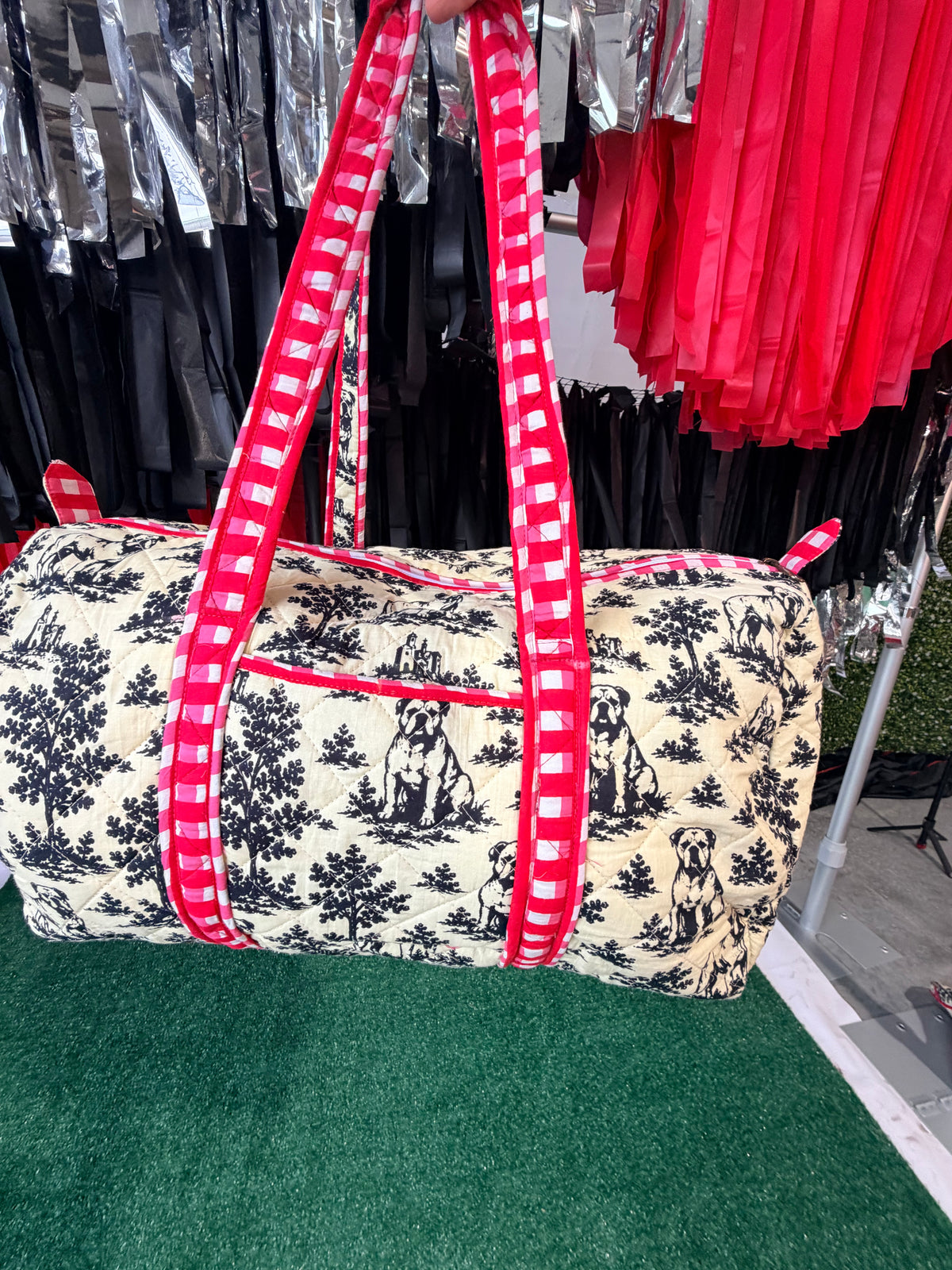 Exclusive bulldog toile duffle bag