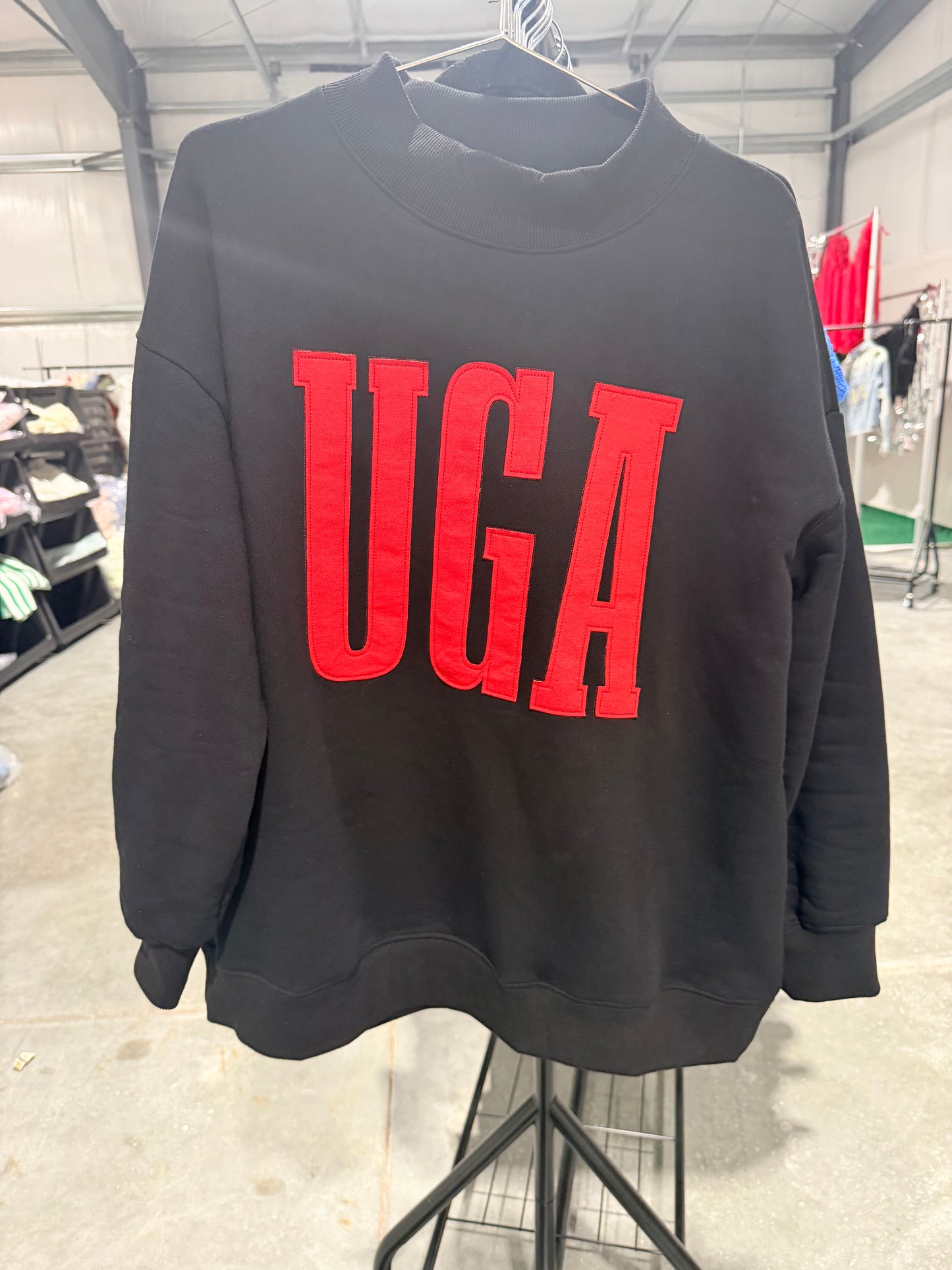 Mock neck with UGA appliqué licensed
