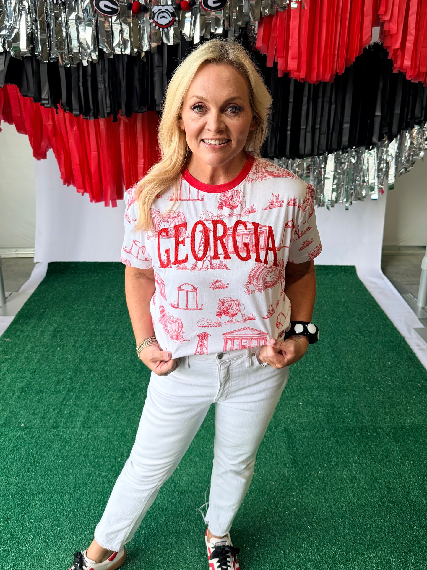 The Team Toile Embroidered Tee Georgia licensed