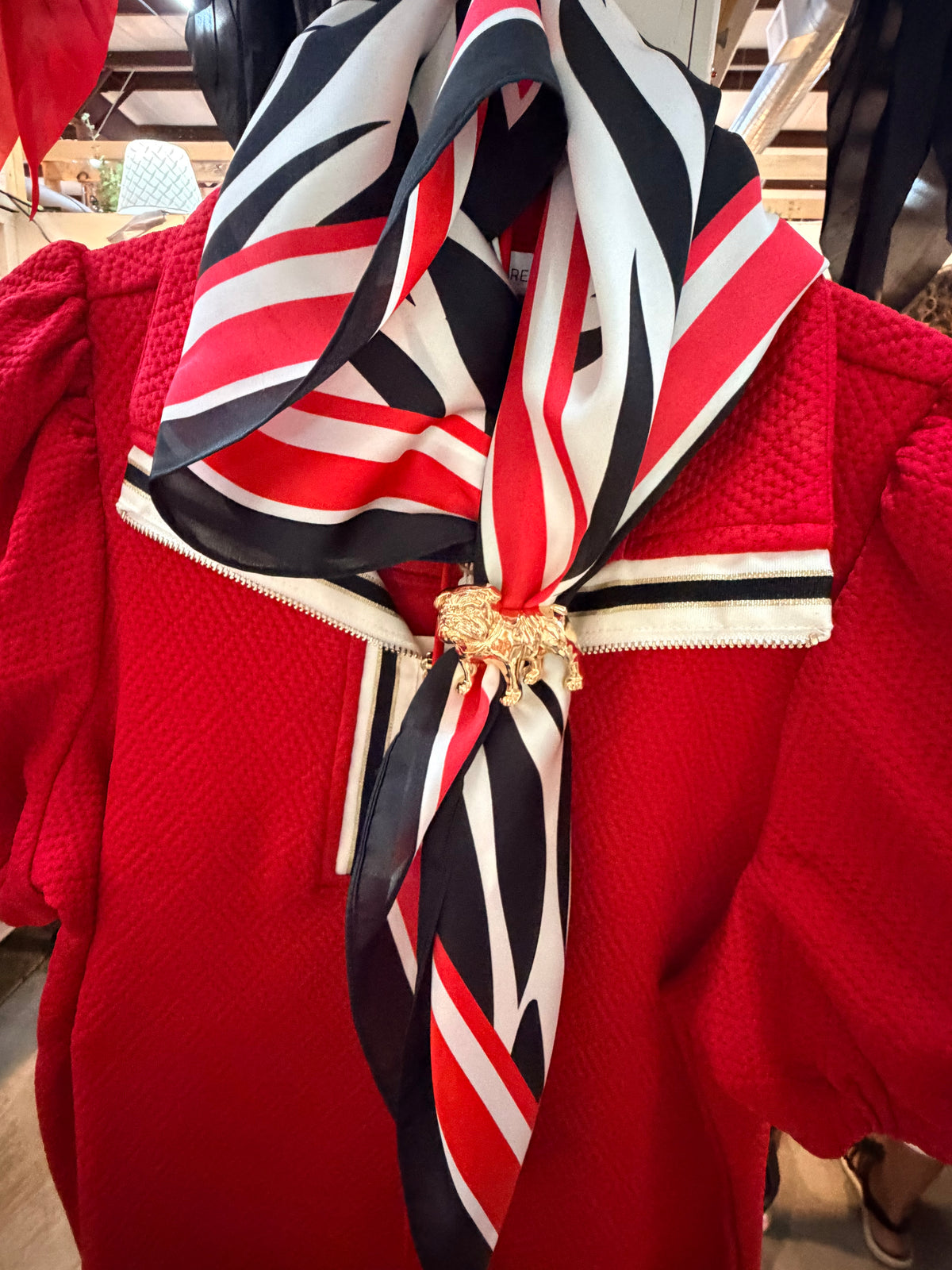 gold scarf slide bulldog