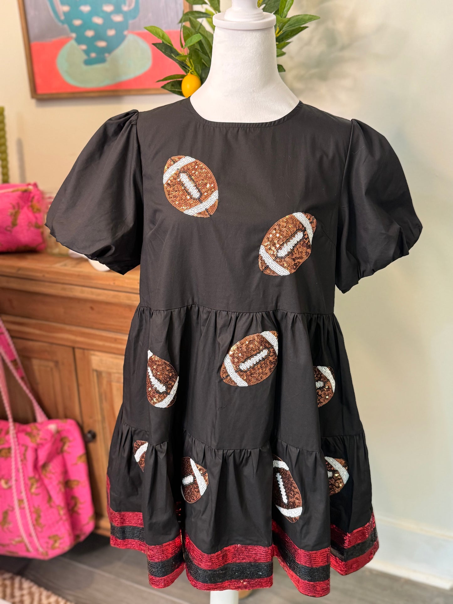 Black dress sequin football