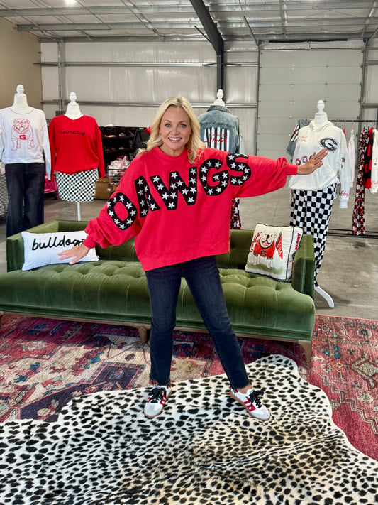 Licensed Dawgs ballon sleeve pullover goes up to plus size