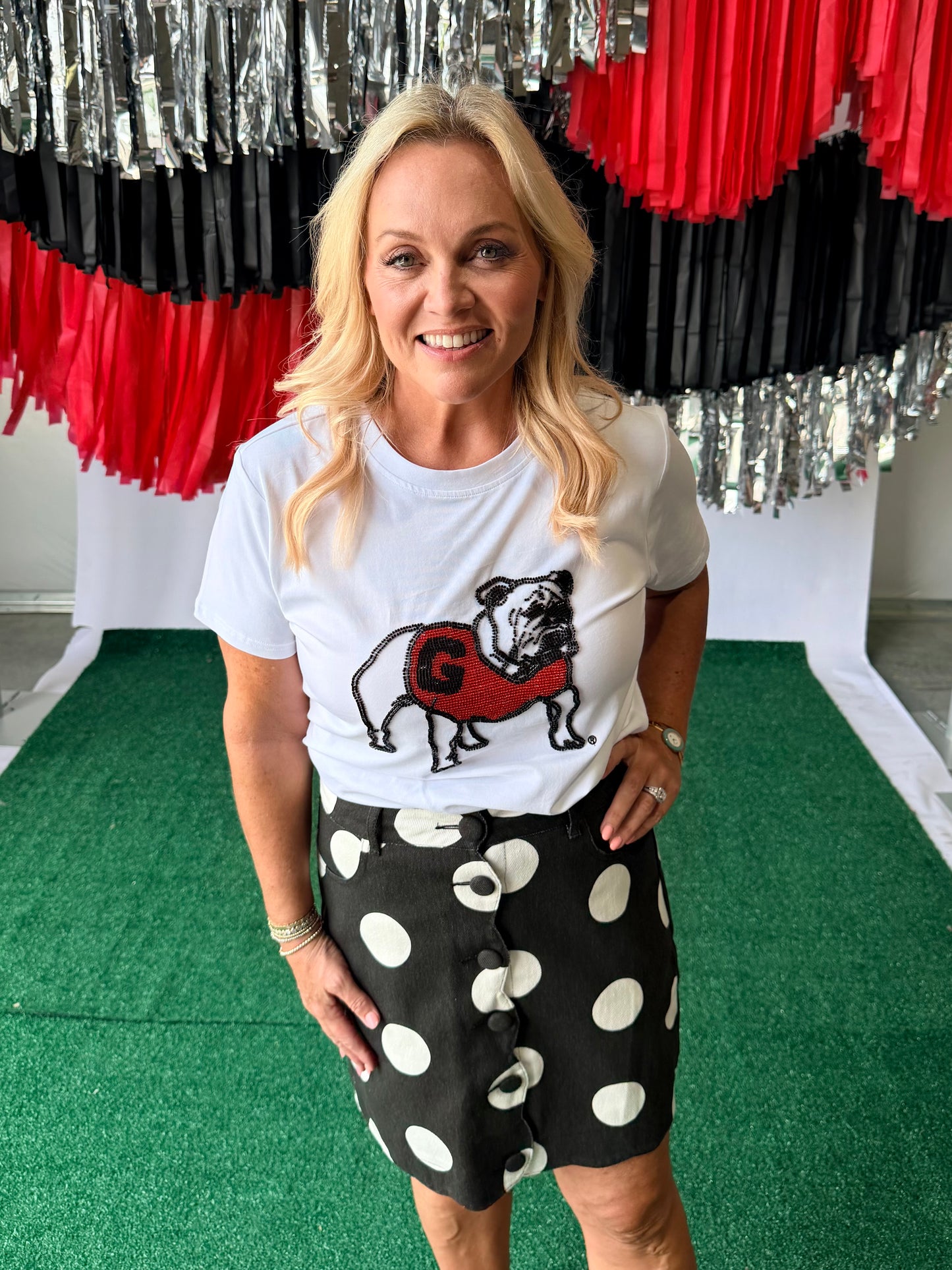 Mascot beaded tee bulldog- goes up to 3XL