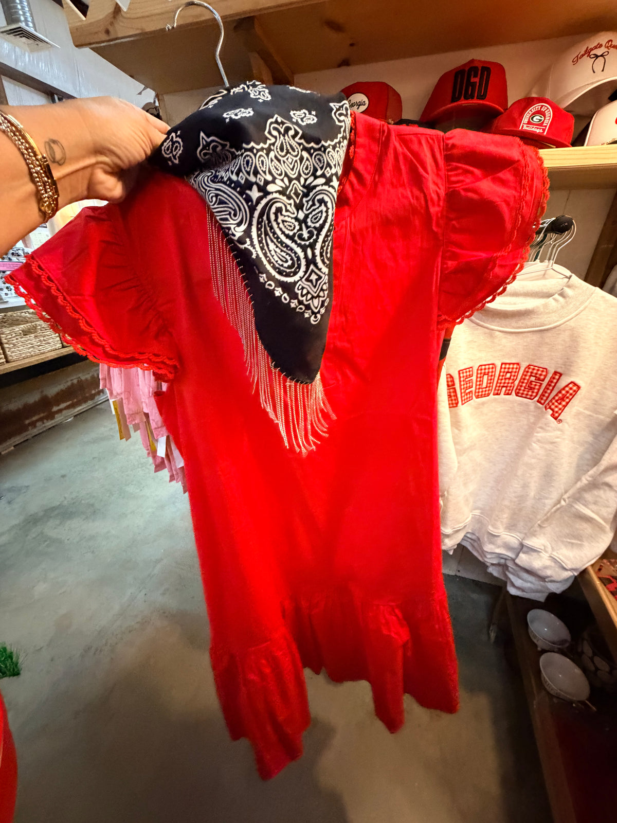 Red Mary square dress