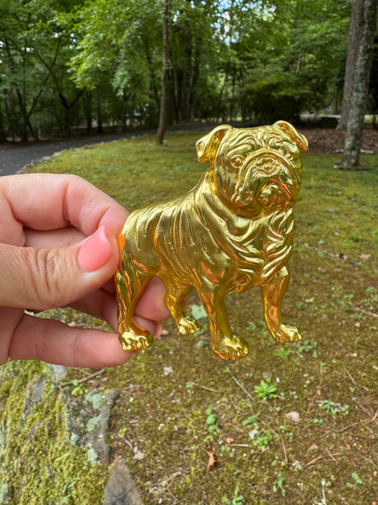 Bulldog belt buckle with gold finish