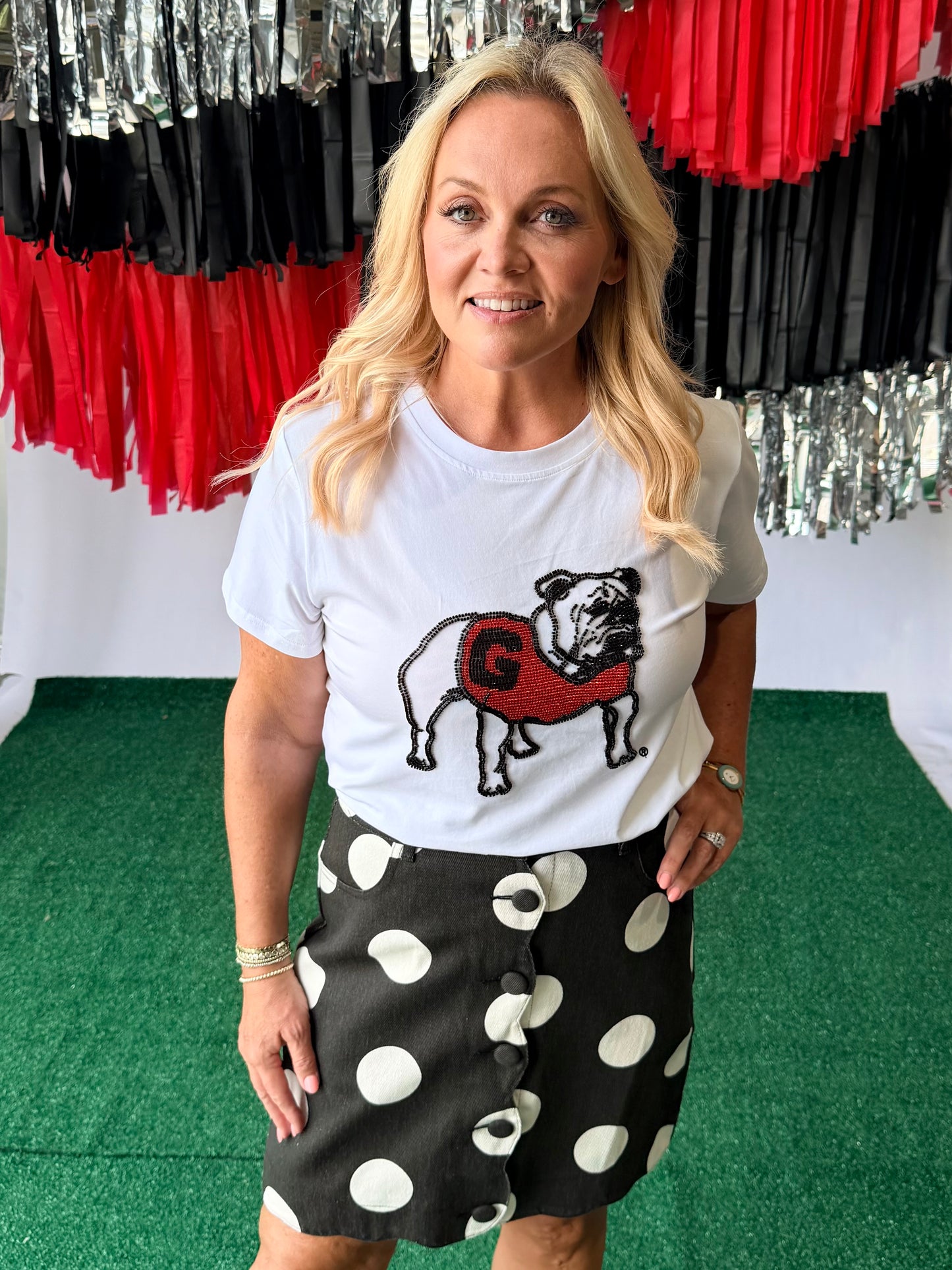 Mascot beaded tee bulldog- goes up to 3XL